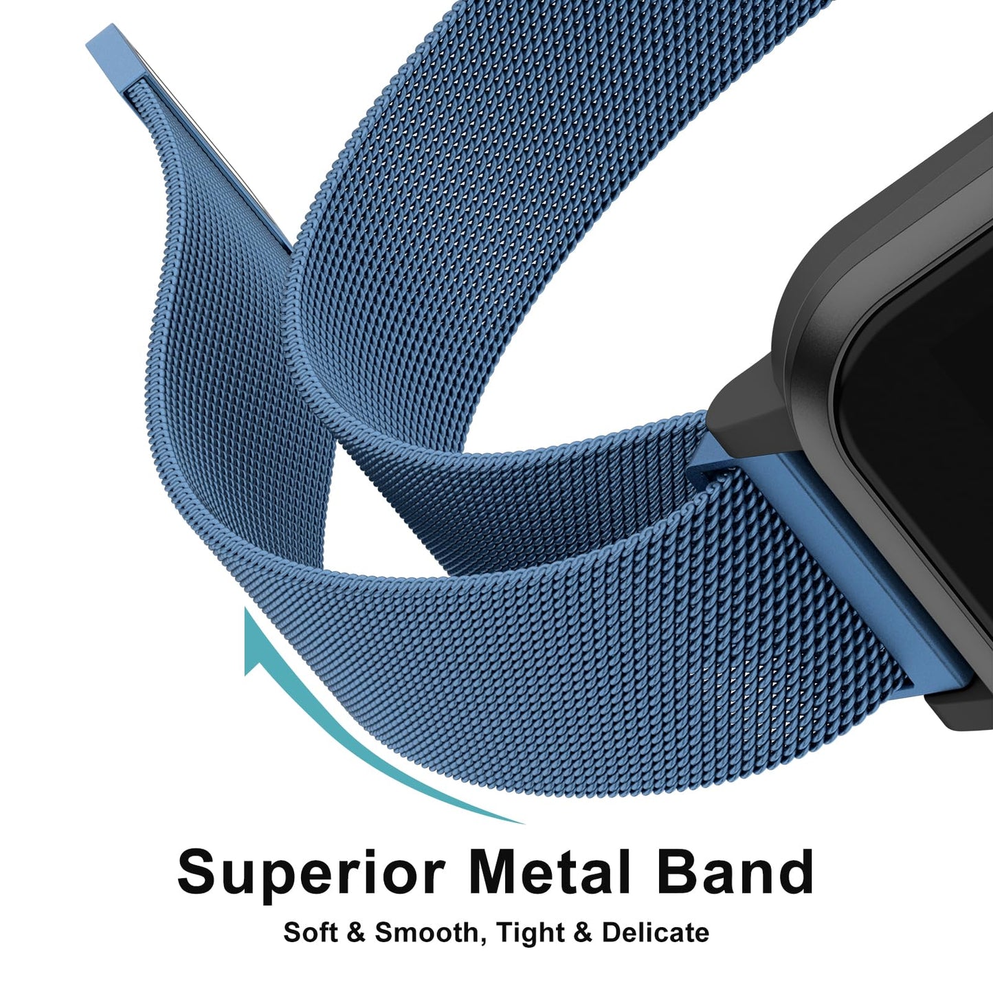 Vanjua 22mm Watch Band Quick Release Replacement Wristbands, Stainless Steel Metal Mesh Loop Adjustable Magnetic Replacement Straps Bands for Men Women