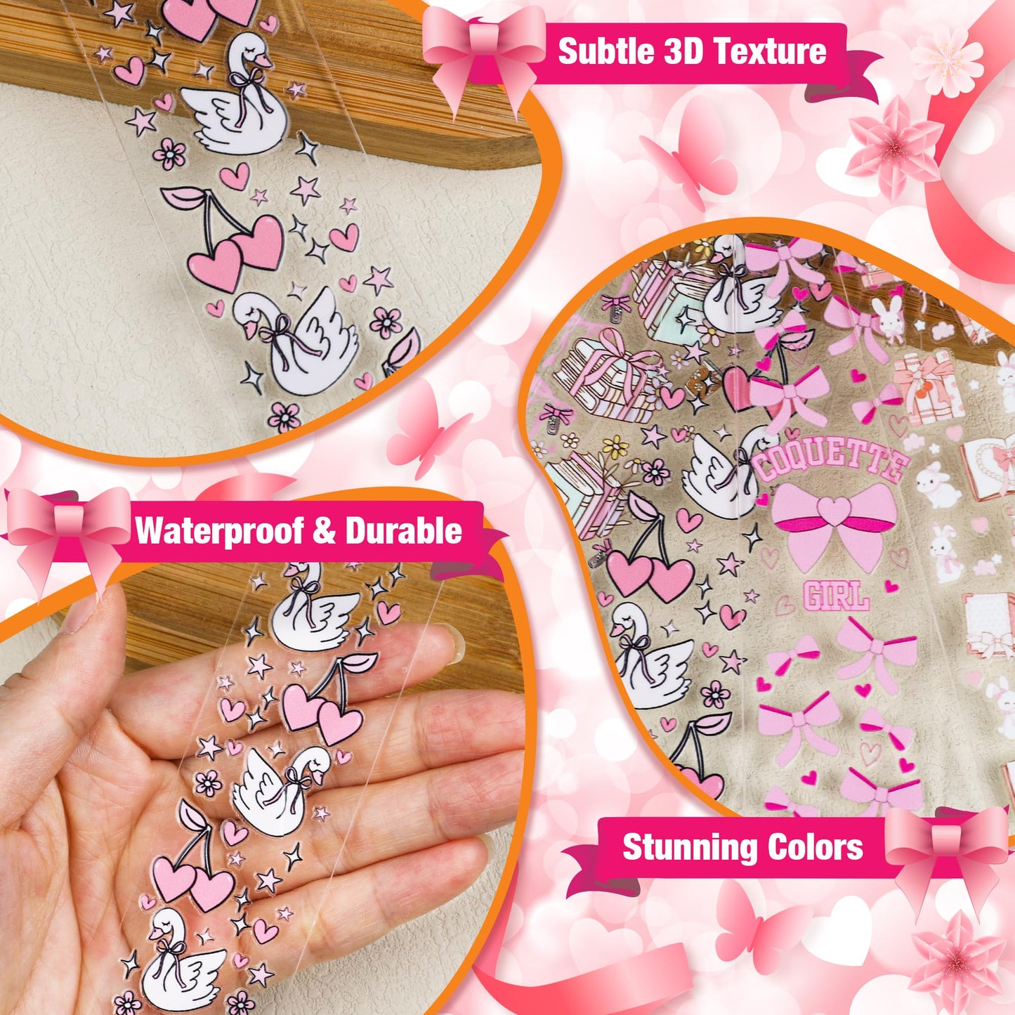 106 Pcs Bow Acrylic Bookmark Blanks(2mm) Thicken 8 DIY Bookmark Making 10 Bow UV DTF Sticker 20 Charms 8 Extender Chains and 60 Jump Ring Suitable for DIY Crafts Gifts