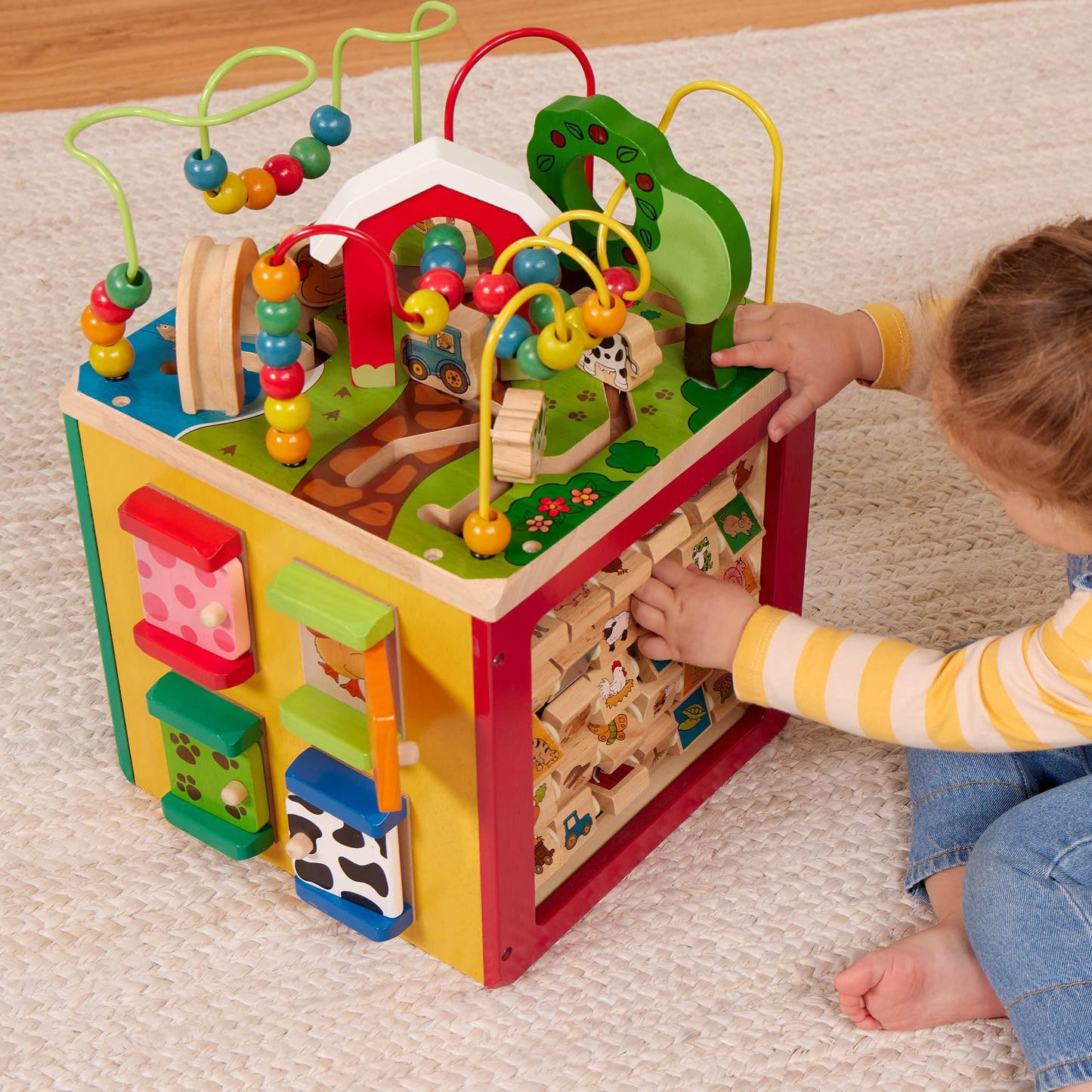 Battat – Activity Cube with Farm Theme – Educational Wooden Toys for Toddlers and Kids – 1 Year +