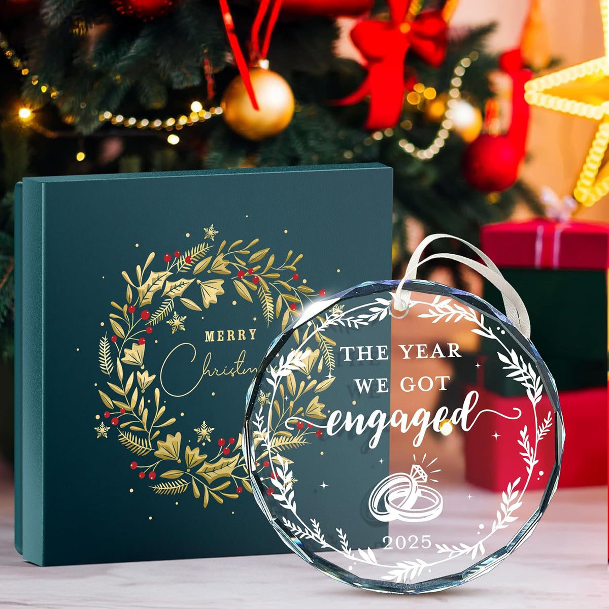 Engagement Ornament - Unique 2025 Engagement Gift for Couples, Celebratory First Christmas Engaged Ornament, Cool Keepsake for Bride to Be, Commemorating Our First Christmas Engaged in 2025