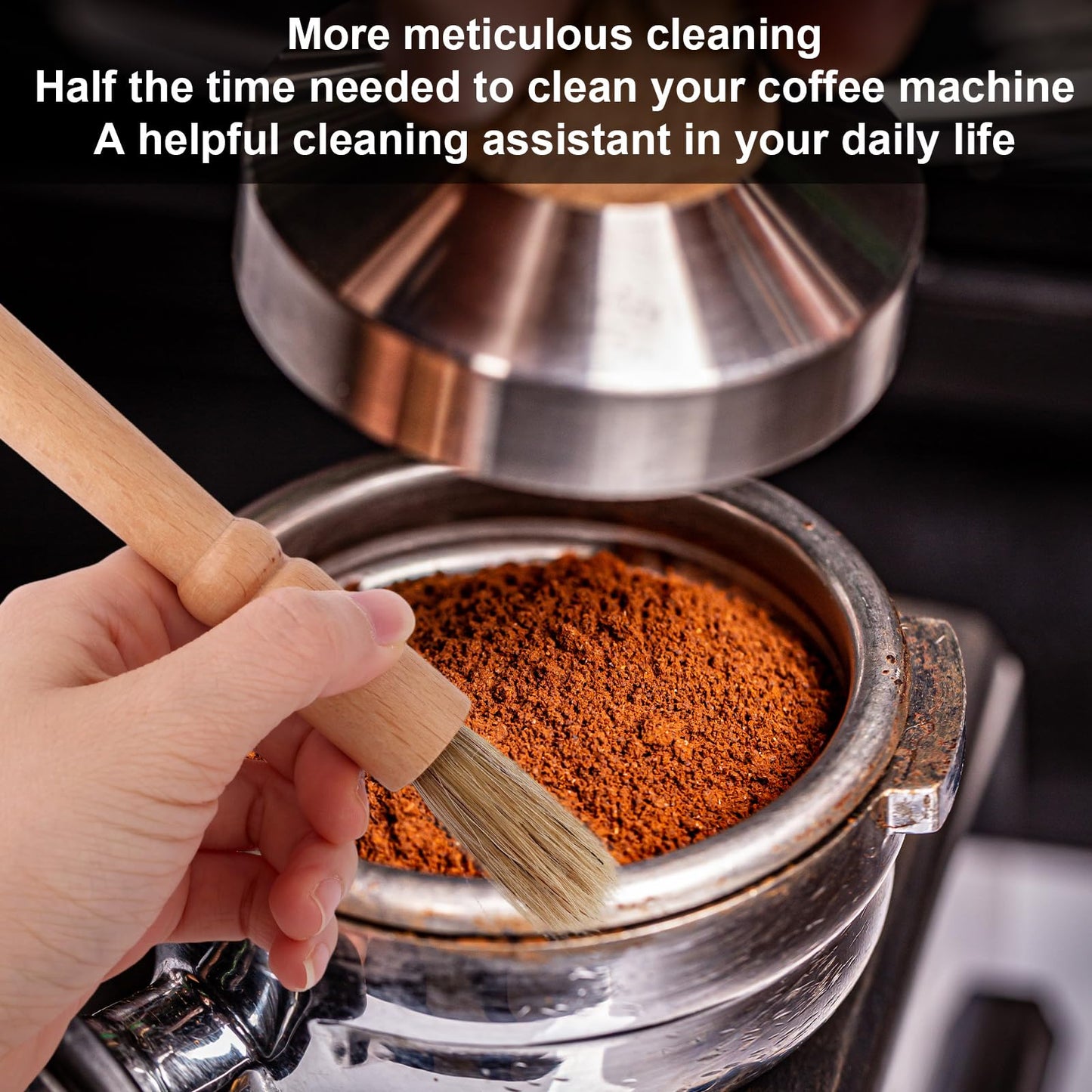 8pcs Coffee Cleaning Brush Set, Espresso Machine & Grinder Cleaning Brushes Long Handle Flexible Brush Cleaner and Scoop Tool for Clean Coffee Maker Grinder Brew Head and Barista Accessories