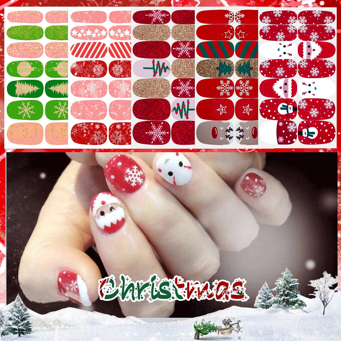 DANNEASY 280PCS/20 Sheets Nail Polish Strips - Halloween, Fall, Christmas Gel Nail Stickers Full Nail Wraps, UV Free | Easy to Stick | Adhesive Sticker Nails for Women with 1 File, 1 Cuticle Stick
