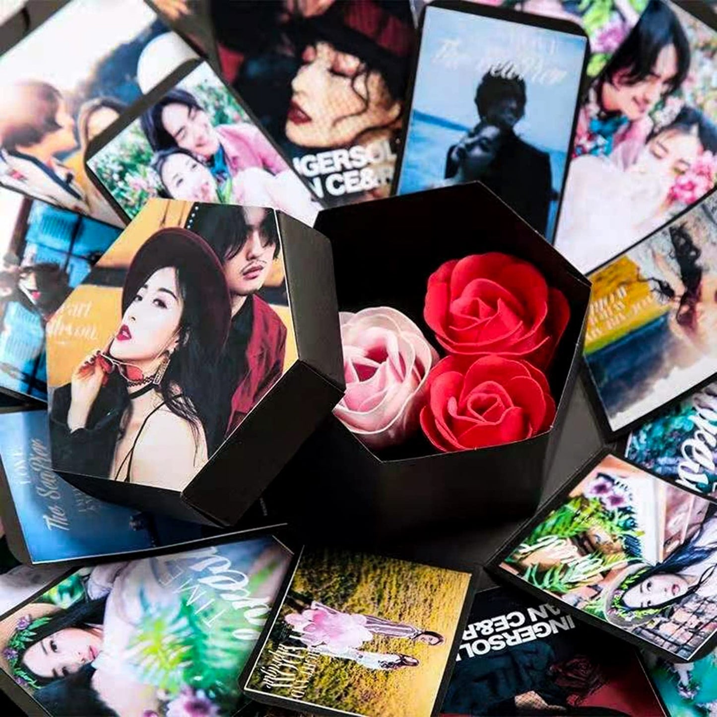 QOOSIKICC Explosion Gift Set, DIY Photo Album Surprise Exploding Love Box, Creative Popup Gift Exploding Box for Couples, Mother's Day, Wedding, Anniversary, Birthday Party