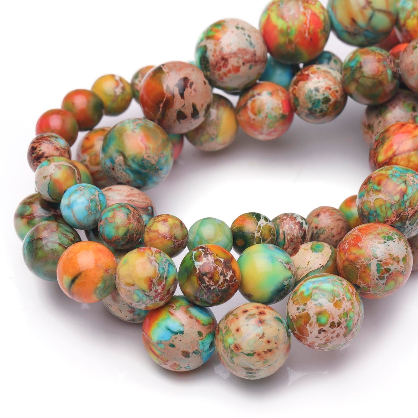 Chicager Natural Stone Beads for Jewelry Making,8mm Orange Imperial Jasper Polished Smooth Round Gemstone Beads for Bracelet Necklace 15 Inch
