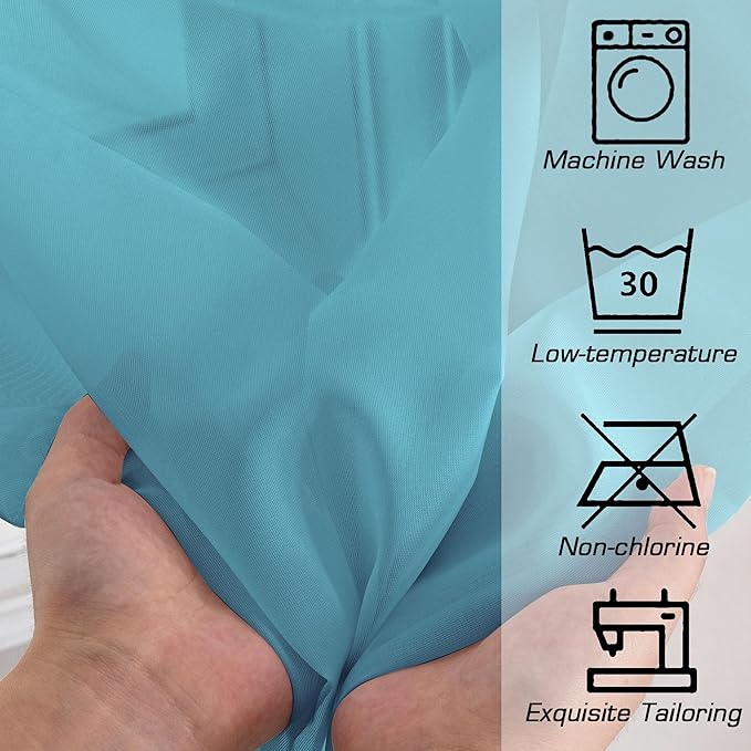 Simplebrand Turquoise Sheer Curtains 63 Inch Length 2 Panels, Rod Pocket Solid Color Window Sheer Curtain Panels, Elegant Curtains & Drapes for Living Room, Bedroom 2 Panels (Turquoise, 42" W x 63" L)