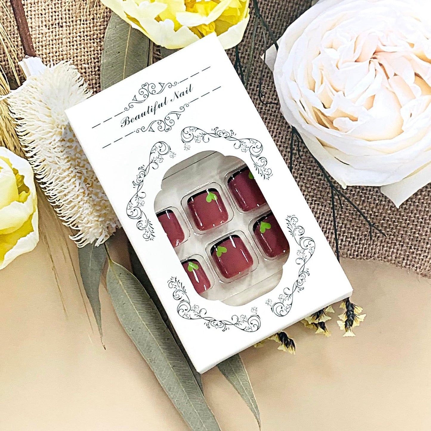 FIEONCIY Press on Toenails with Designs Acrylic Fake Nails for Toe Artificial False Nails with Charms Glue on Toe Nails for Spring Summer Stick on Toenails for Women Girls(T112)