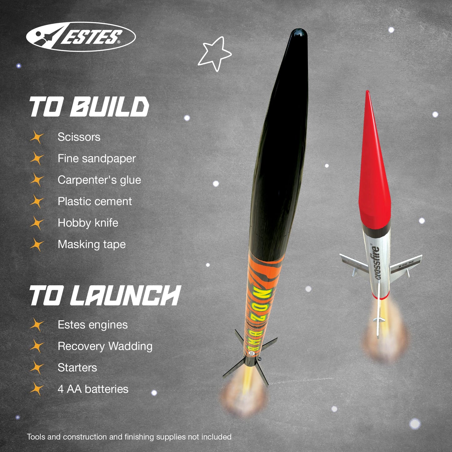 Estes 1469 Tandem X Rocket-Building Kit, Beginner Flying-Rocket Model Kit for Ages 10+, Includes Launch Pad and Controller