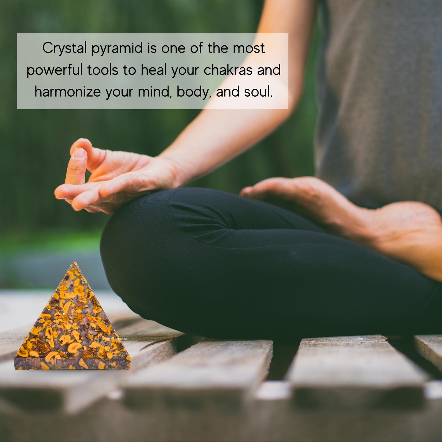 Amazing Gemstone Fruit Jasper Pyramid Crystal Healing Stones - 1.5" Great Pyramid Figurine of Natural Stone Pyramid for Meditation, Reiki, Chakra Balancing and Crystal Pyramids Grid