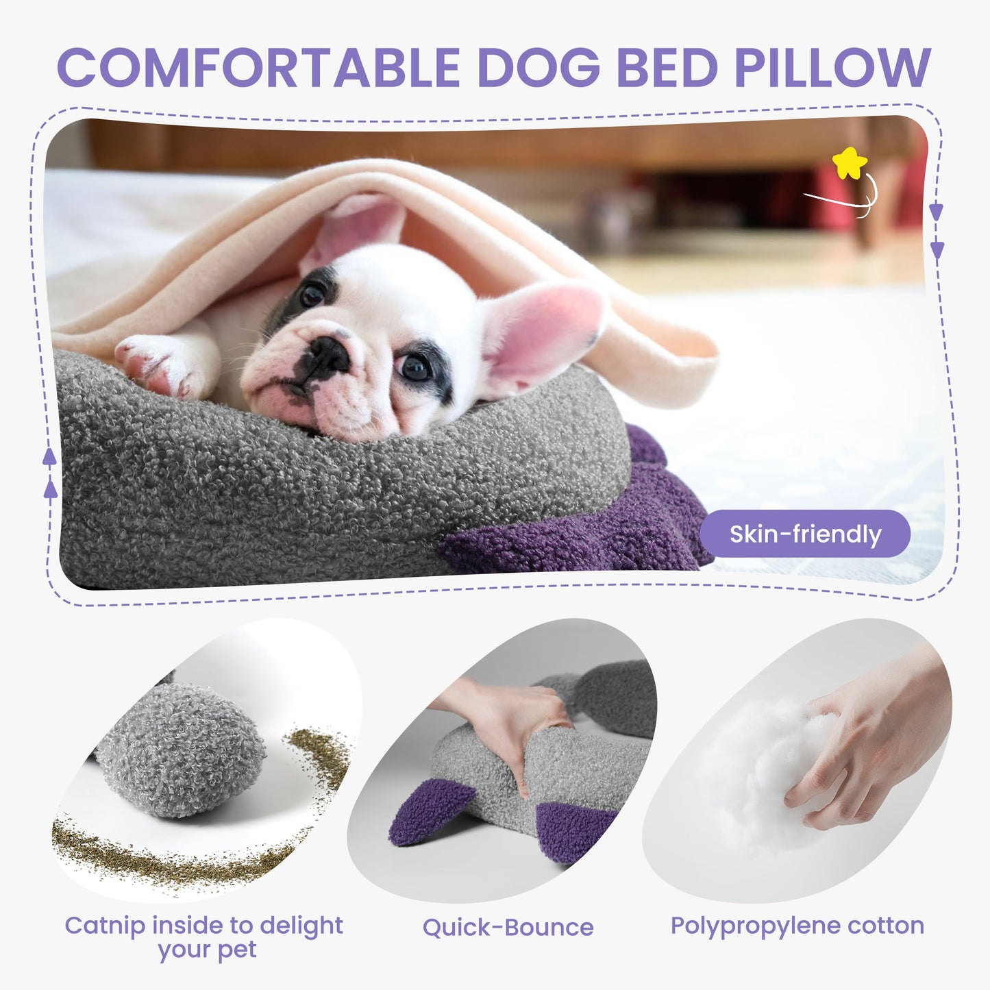HiPetpy Dog Calming Pillow - Soft Neck Pillow for Dogs, Washable Sleep Pillow for Better Sleep, Reduces Anxiety, Gift for Small/Medium/Large Dogs and Cats