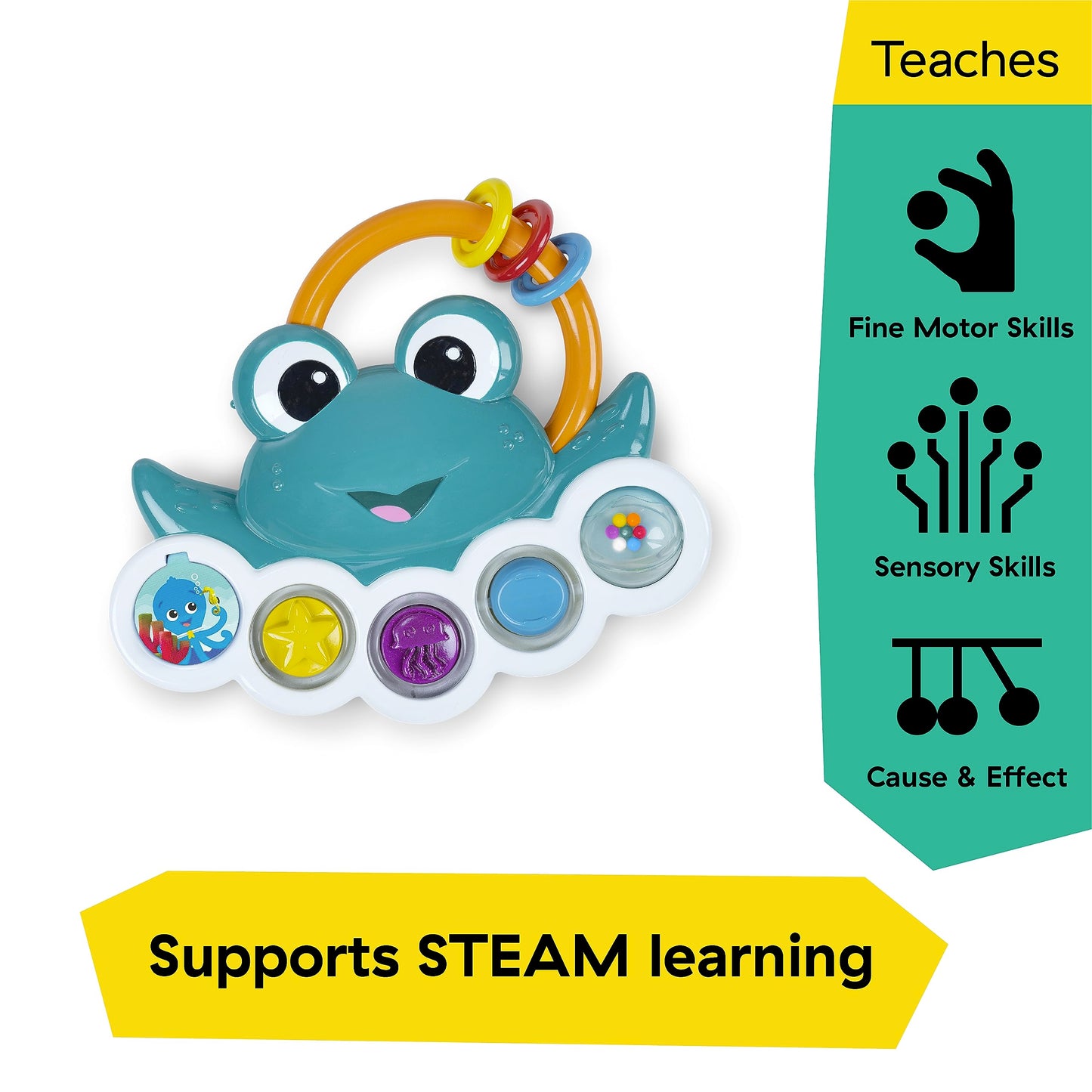 Baby Einstein Ocean Explorers Neptune’s Busy Bubbles Sensory Activity Toy, with Interactive Lights and Music, Ages 3+ Months