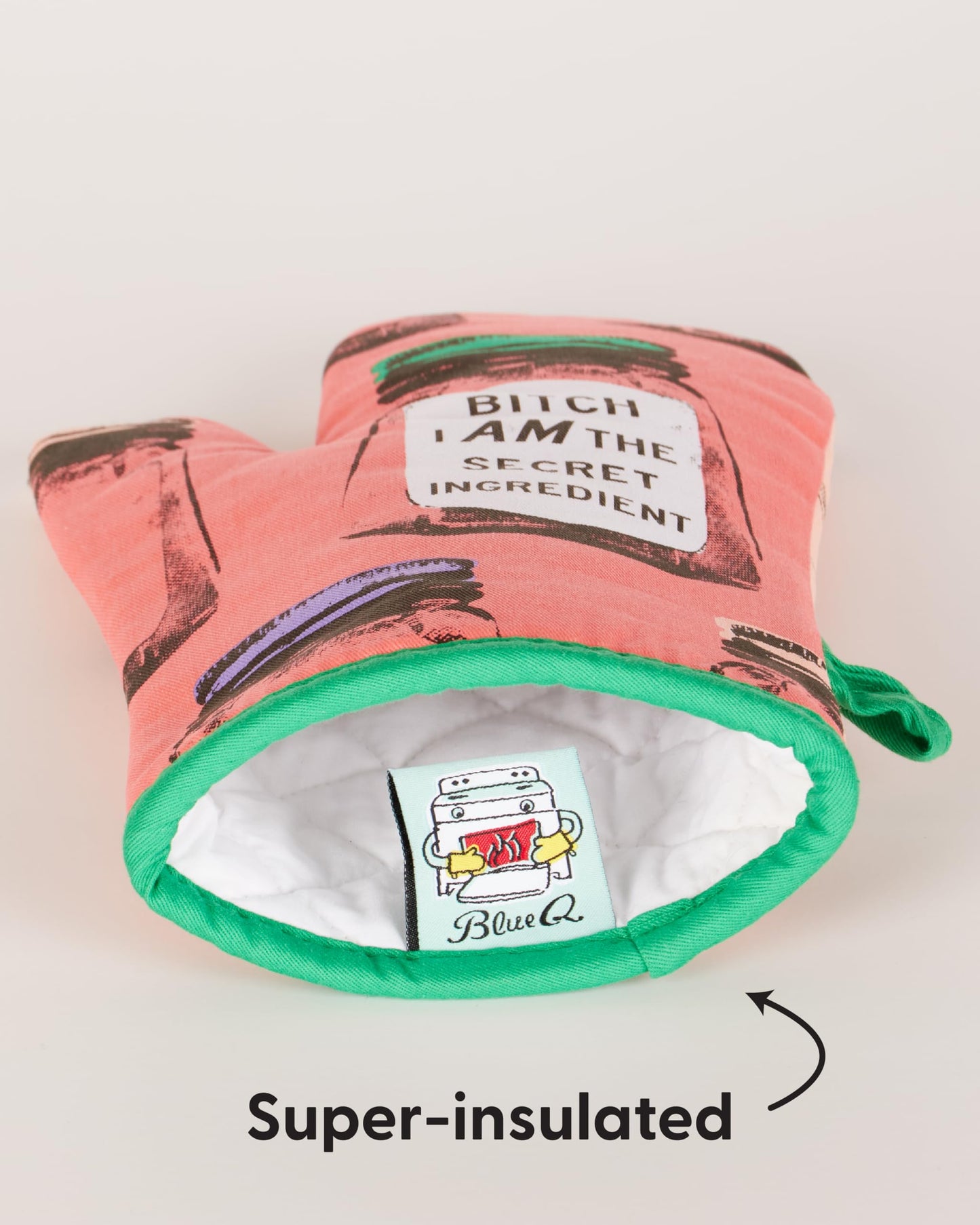 Blue Q B*tch I Am The Secret Ingredient Funny Oven Mitts, Home Kitchen Gifts, Cooking Accessories, Super-Insulated Quilting, Comfy Natural-Fitting Shape, Pot Holders, 100% Cotton, Size 12.5"L x 7.5"W
