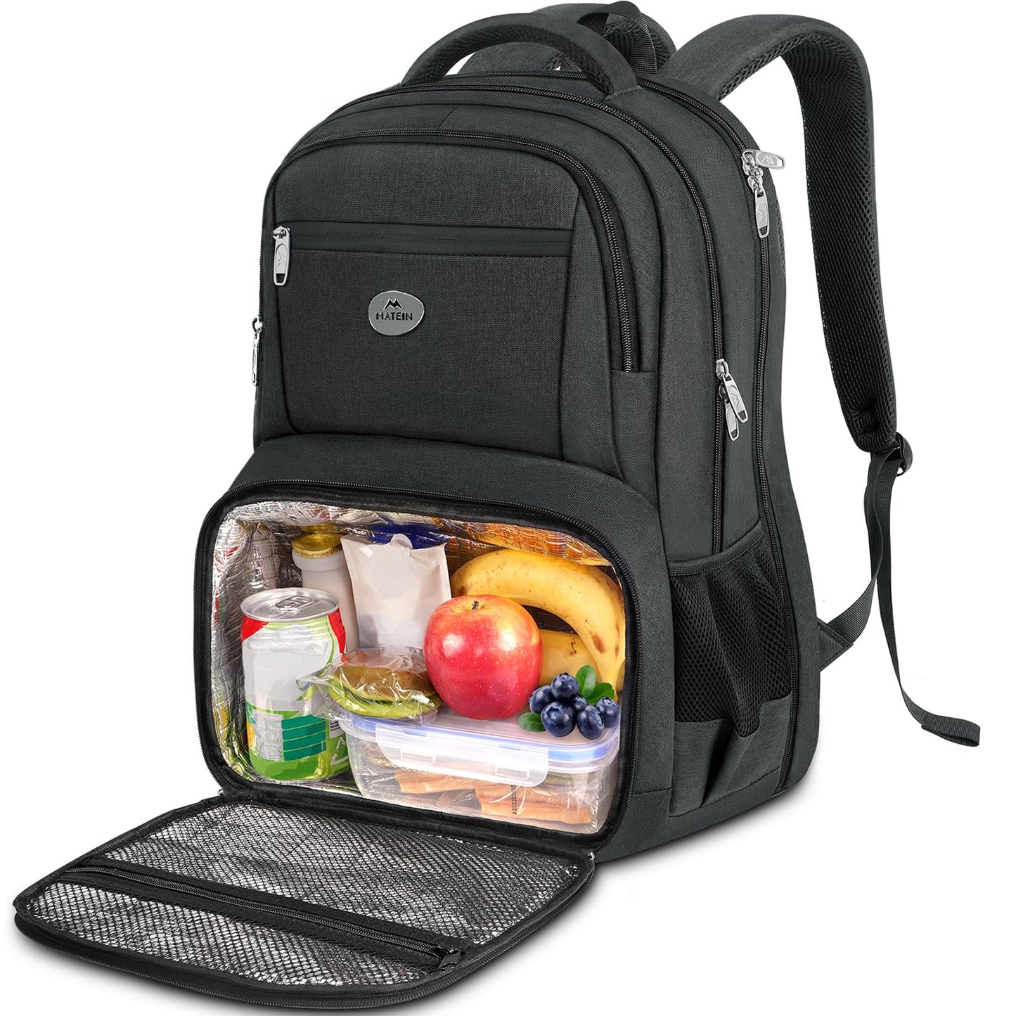 MATEIN Lunch Backpack for Men Work, Sturdy 17 Inch Laptop Backpack with Lunch Compartment, Water Resistant Work Bag with Padded Straps, Anti Theft Computer Back Pack for Office Commute College