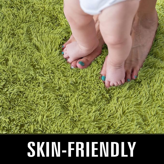 TWINNIS Super Soft Shaggy Rugs Fluffy Carpets, 5x8 Feet, Indoor Modern Plush Area Rugs for Living Room Bedroom Kids Room Nursery Home Decor, Upgrade Anti-Skid Rectangular Fuzzy Rug, Green