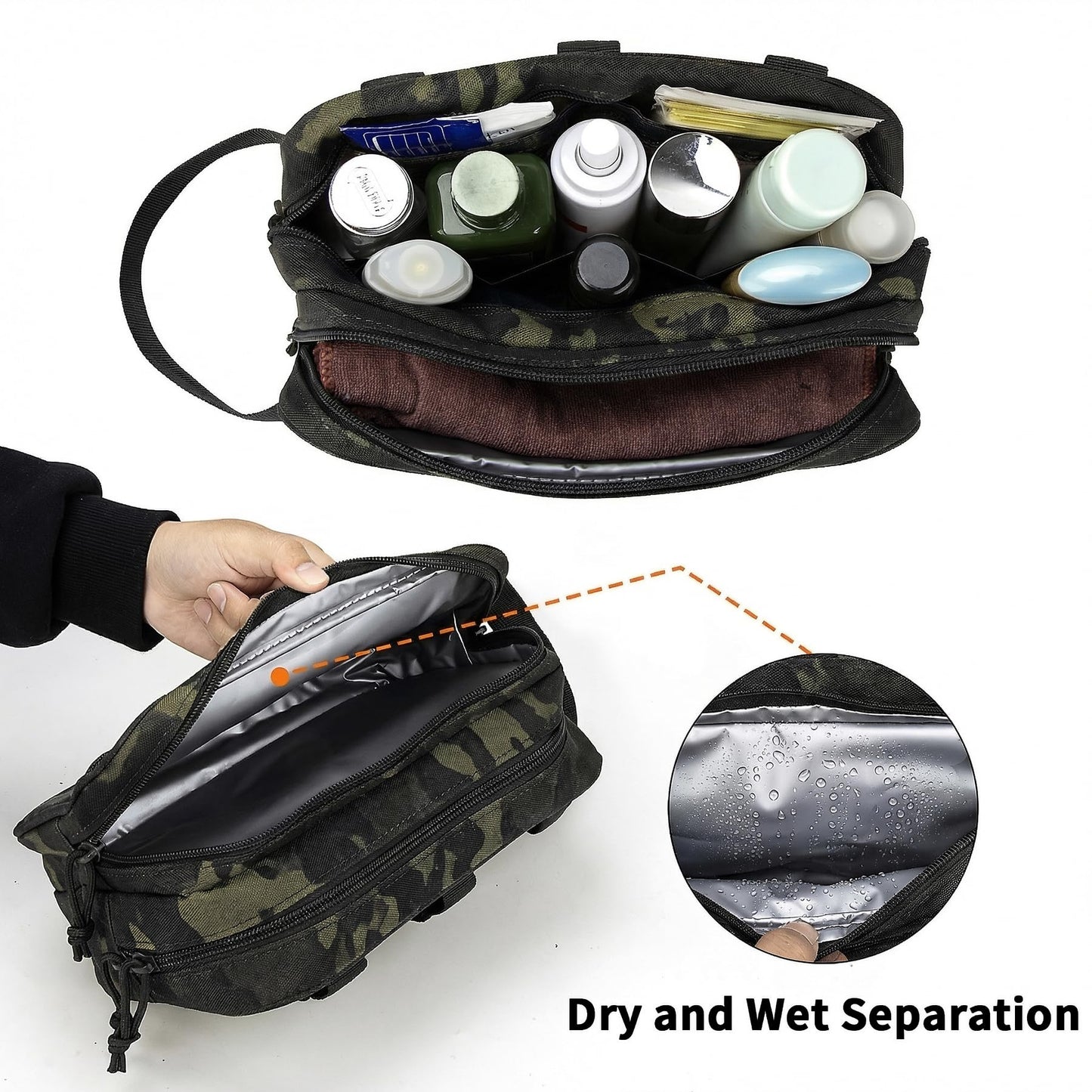 IronSeals Tactical Toiletry Bag Men Hygiene Bag Travel shower Bag EDC Utility Molle Tool Pouch Mens Shaving Kit Bag