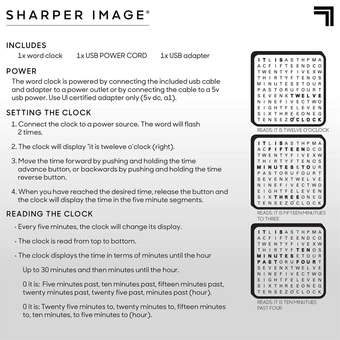 Sharper Image LED Word Digital Clock, 7.75", Copper Finish, Light-Up Desk & Wall Clock, Modern Time Display, Shelf or Wall Decor for Home Office, Living Room, Kitchen & Bedroom, Housewarming Gift