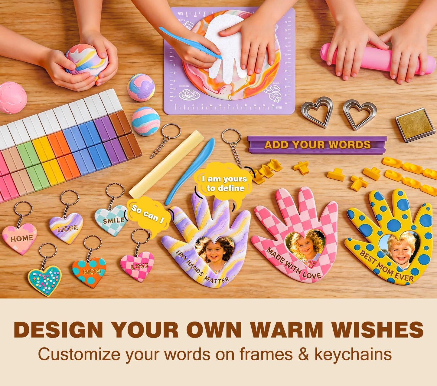 Clay Hand Casting Kit for Family Crafts – Oven Bake Polymer Clay Arts & Crafts, DIY Handprint Keepsake Frame for Kids Teens & Adults, Creative Projects for Everyone Gifts from Children, Ages 5-14