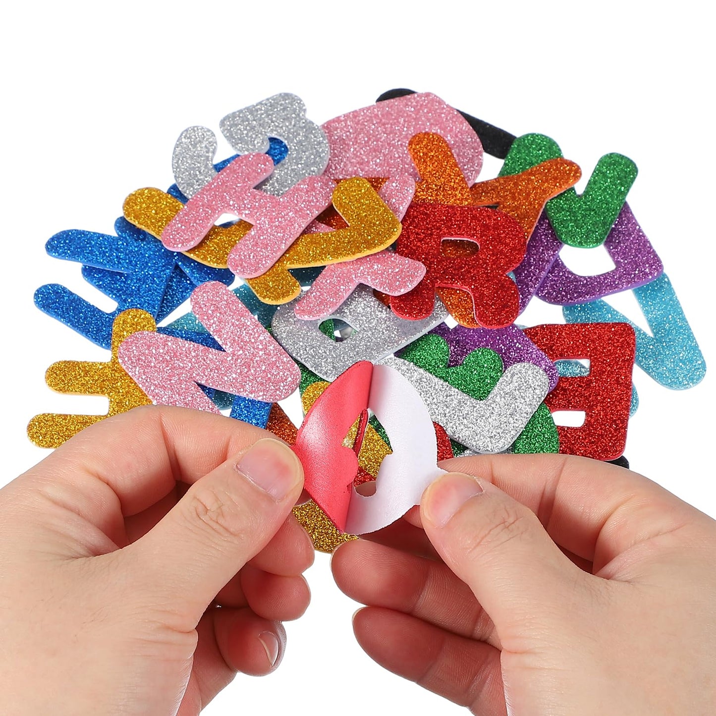 PATIKIL Alphabet Foam Stickers, 104Pcs Letters A-Z EVA Self Adhesive Glitters Foam Shape Sticker Craft Supplies for Scrapbook Card DIY Making Home Decor, Golden