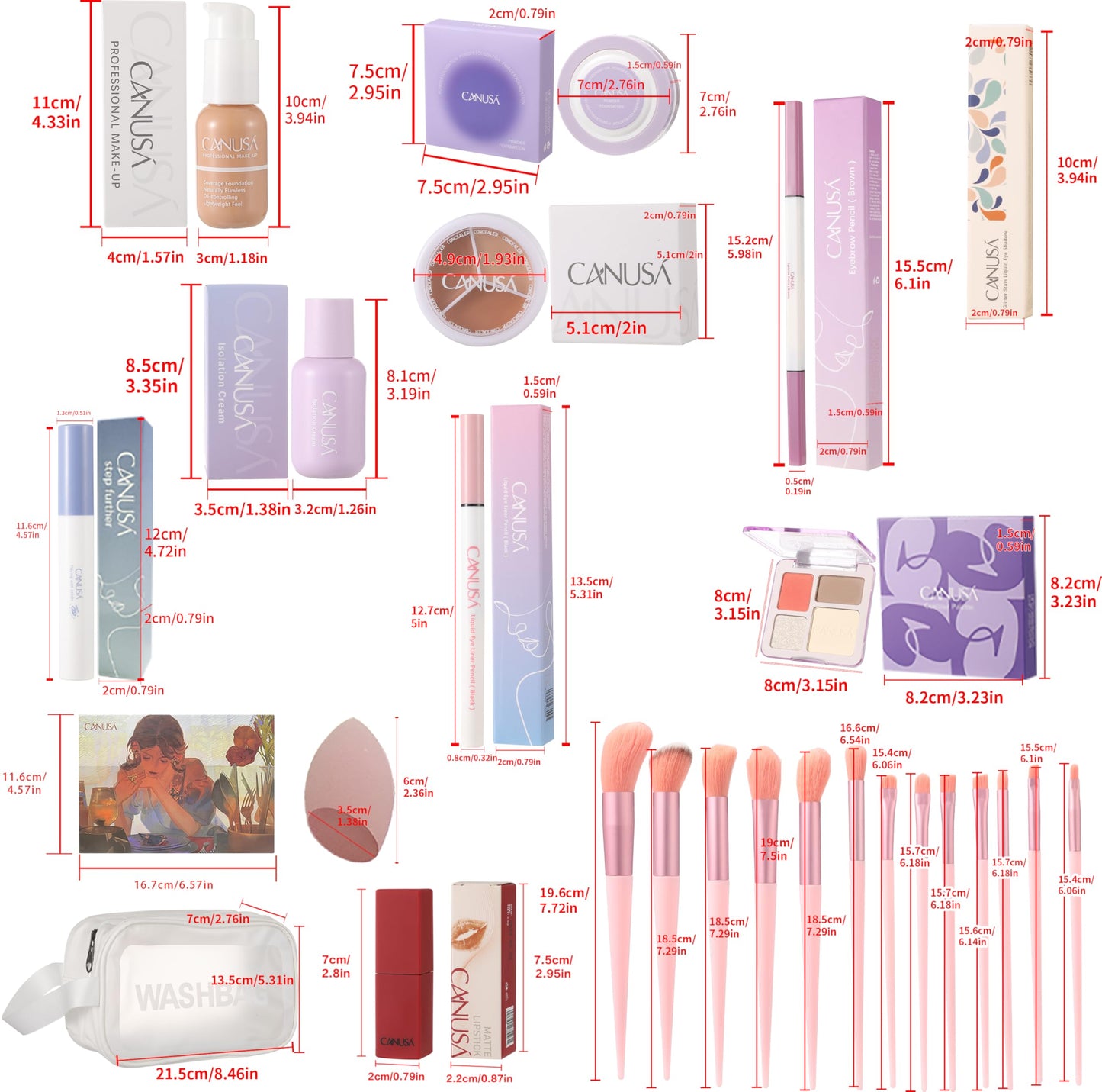 26Pc Full Face Makeup Set Gift Surprise for Women Cosmetic Essential Starter Bundle Include 24 Colors Eyeshadow Palette, Lipstick,13-NI-1 glamour-brush set. Pack Flawless (Khaki C1, ONE SIZE)
