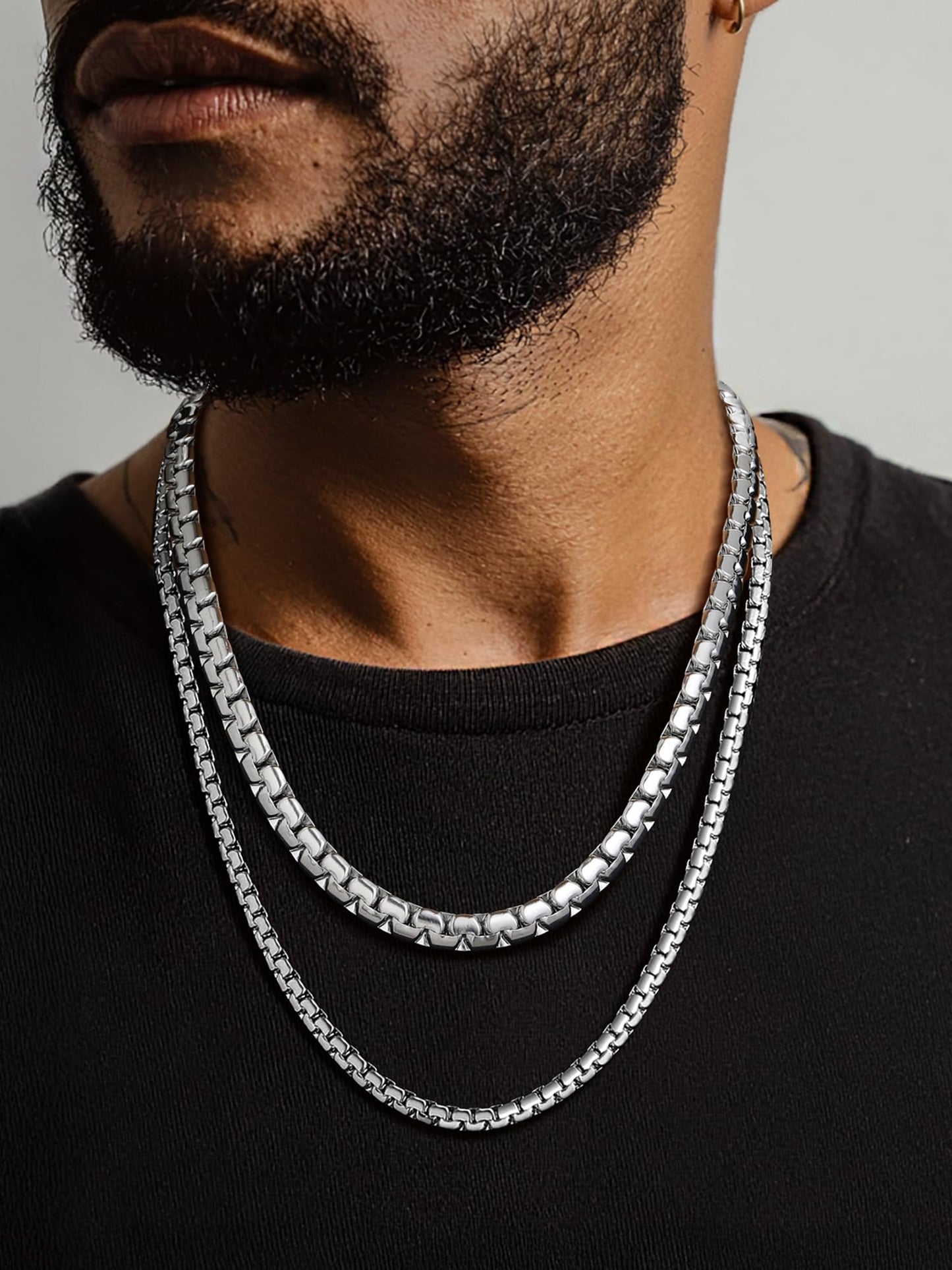 PROSTEEL Stainless Steel Mens Chain No Tarnish & Durable Flat Box Hip Pop Mens Jewelry, with Gift Box