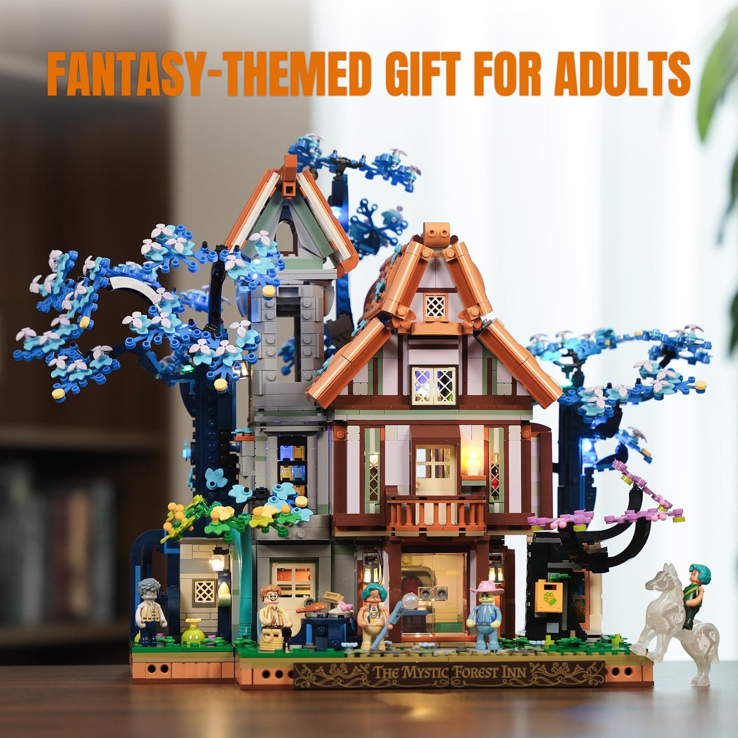 Lumibricks Sylvan-Inn Treehouse Lighting Building-Bricks-Set - 3120 Pcs Elf Hotel Cabin Collection Tree House LED Light Set for Adults and Retro House Collectors