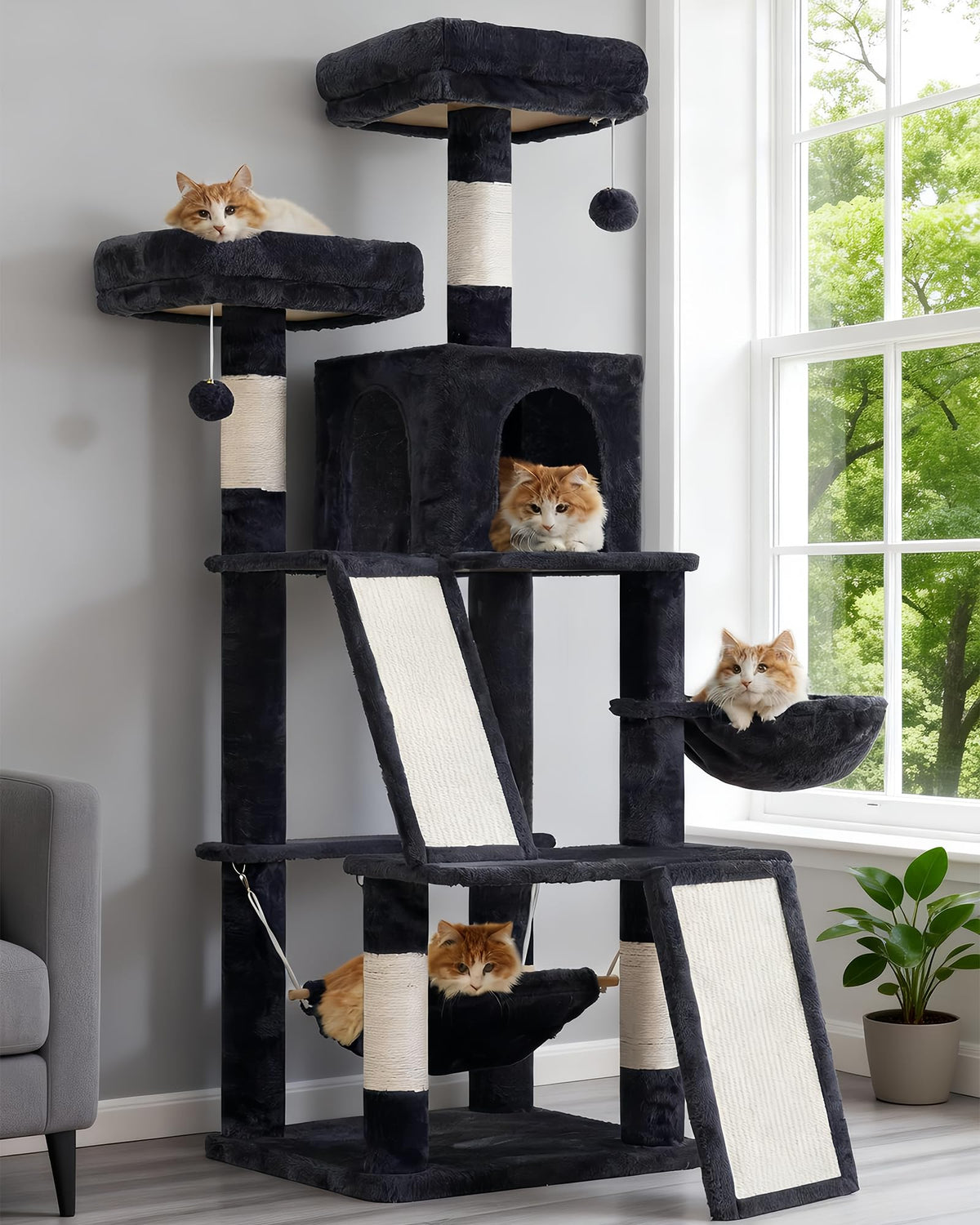 Gitelsnour Cat Tree, 71'' Tower for Large Cat with Scratching Post, GCT032BR