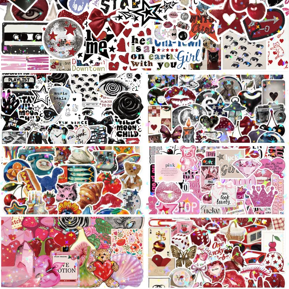 600PCS Downtown Girl Stickers Pack,Y2K Holographic Waterproof Vinyl Stickers for Water Bottles Laptop Scrapbook Journal
