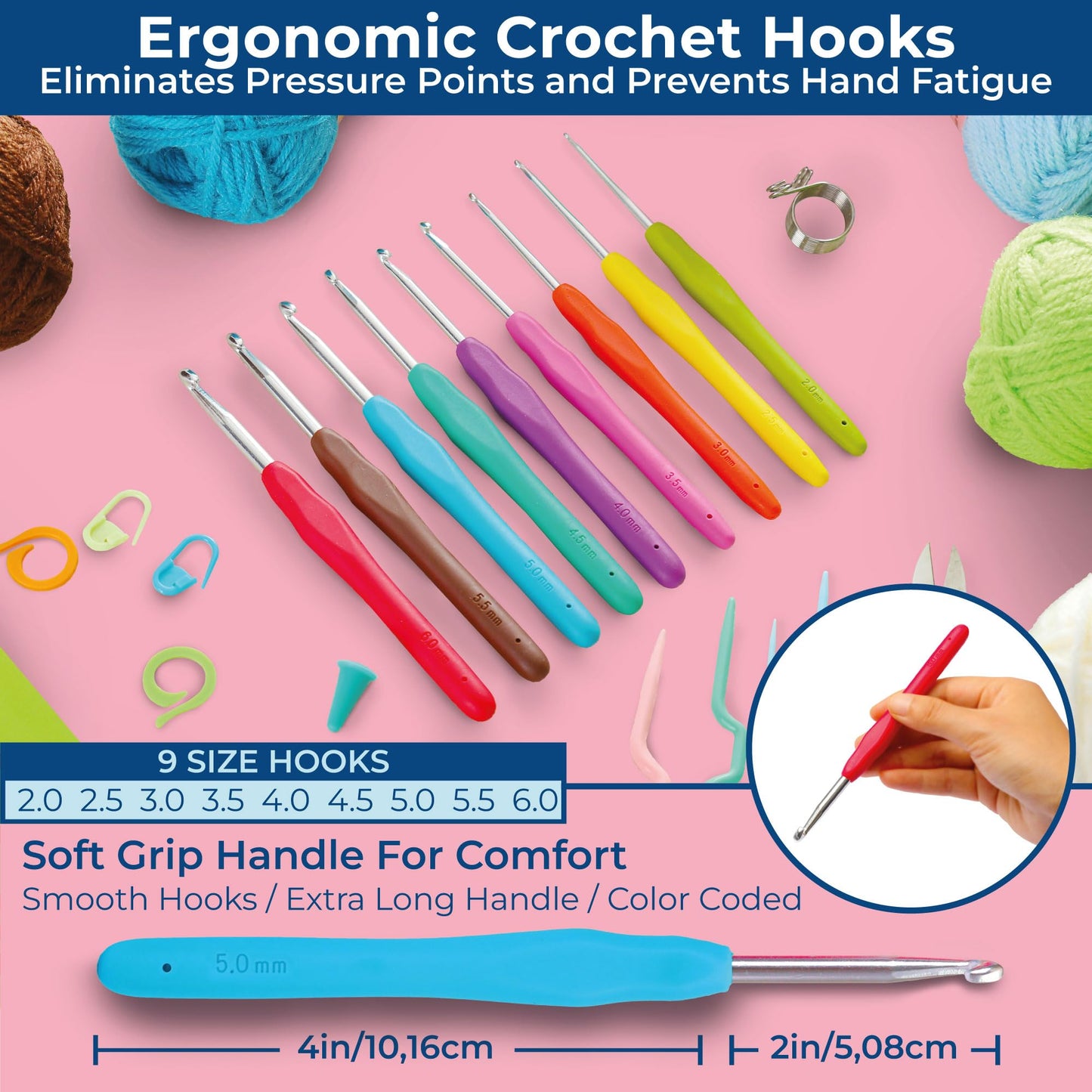 Craftwiz Learn to Crochet Kit for Beginners Adults – Complete Beginner Set with 20 Yarn Skeins, 9 Hooks, Organizer Bag & Book – Perfect Crochet Starter Kit for Adults & Teens