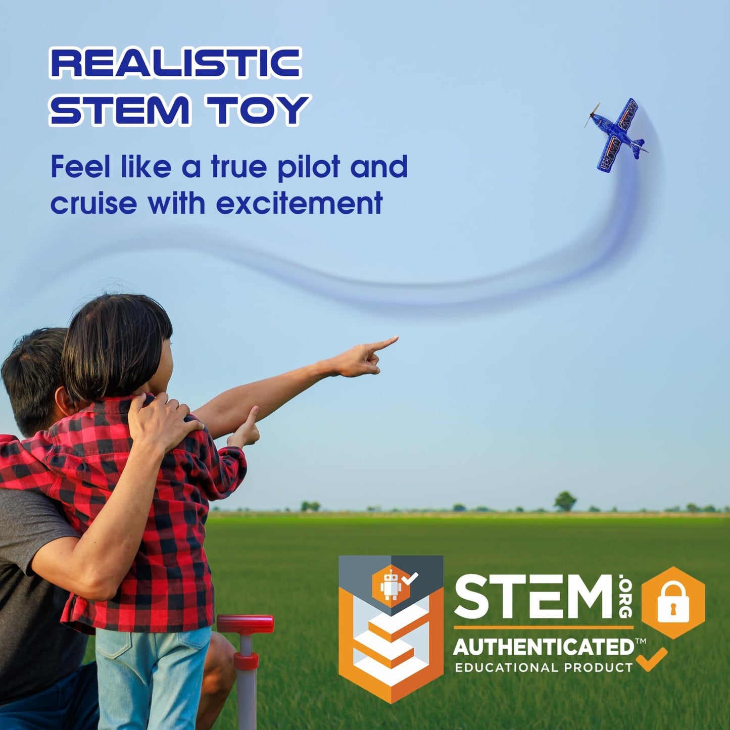 Aero Storm Kids Airplane Toy, Air Powered Flying Airplanes for Kids, Aerobatic Stunt Toy Airplane to Perform Corkscrews and Back Turns