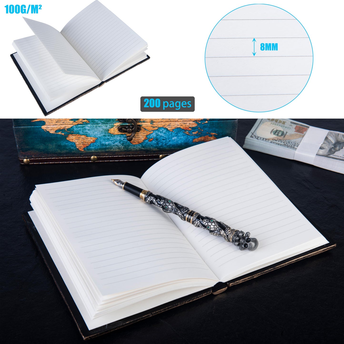 Handmade Flying Dragon Embossed Journal,Resin Engraving Notebook,Lined Paper,Hardcover Travel Notepad for Writing,Sketchbook,Collection,Gift,Decoration Diary for Man Woman A5 Size (New blue flying dragon)