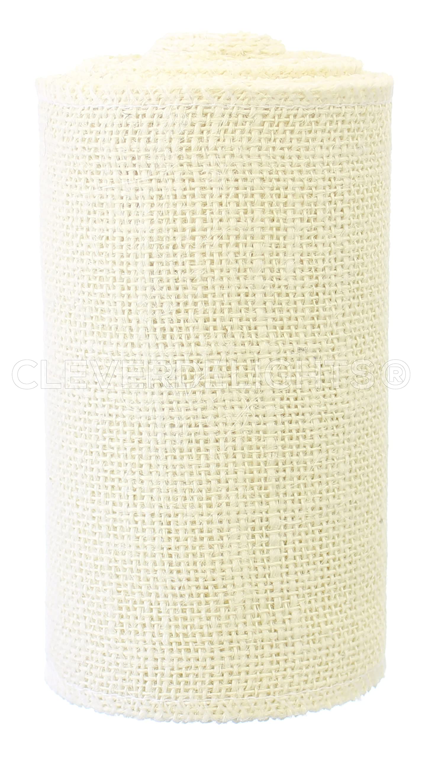 CleverDelights 6" Ivory Burlap Roll - Finished Edges - 10 Yards - Jute Burlap Fabric