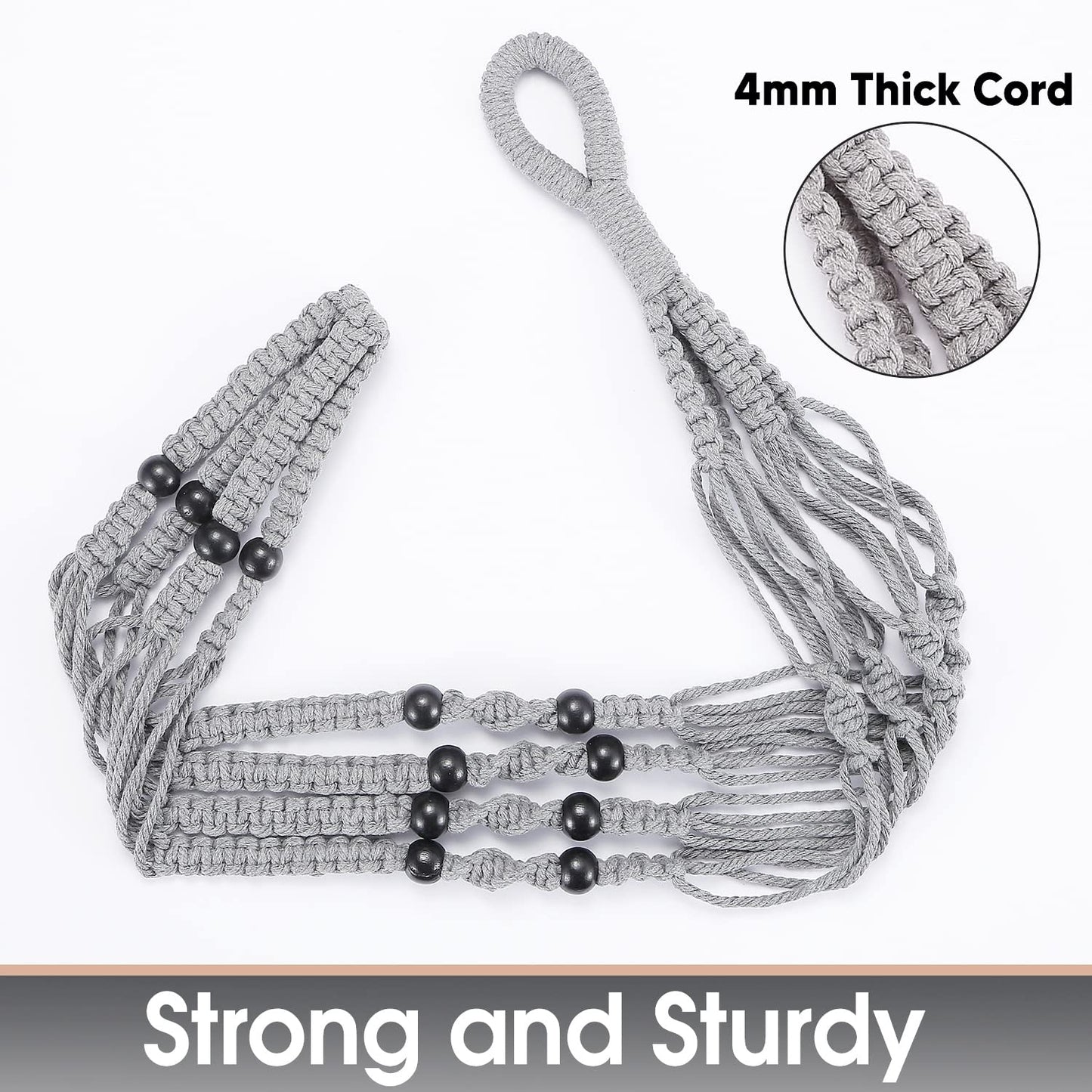 Shineloha 2 Pack 43 Inches Macrame Planter Hanger Large for 12 inch Pot + Swag Hook (Extra Long & Big) | Large Hanging Planter for Indoor Plants | No Tassel, Cotton Rope, No Pot/Plant Included