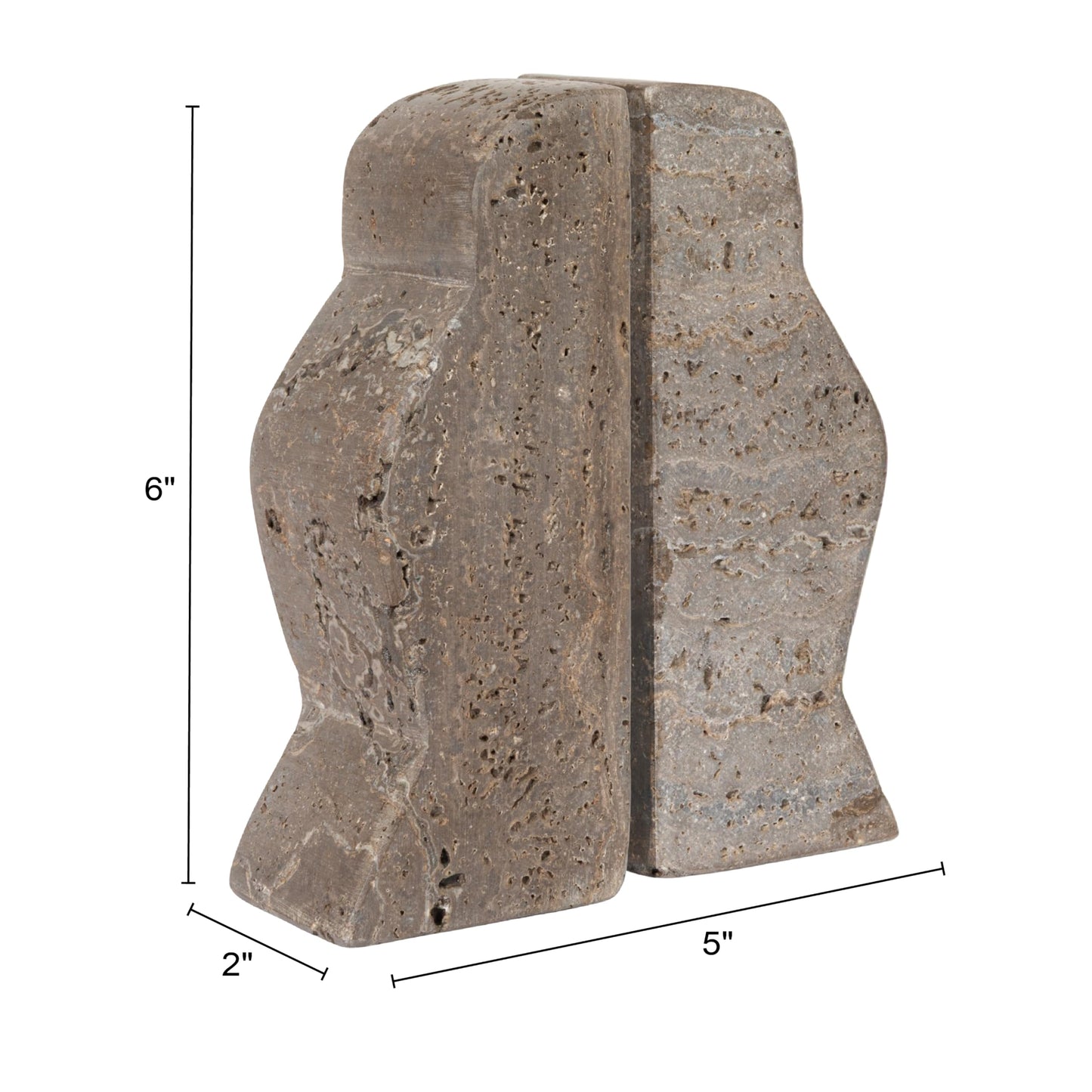 Creative Co-Op Decorative Travertine Wave Bookends, Grey