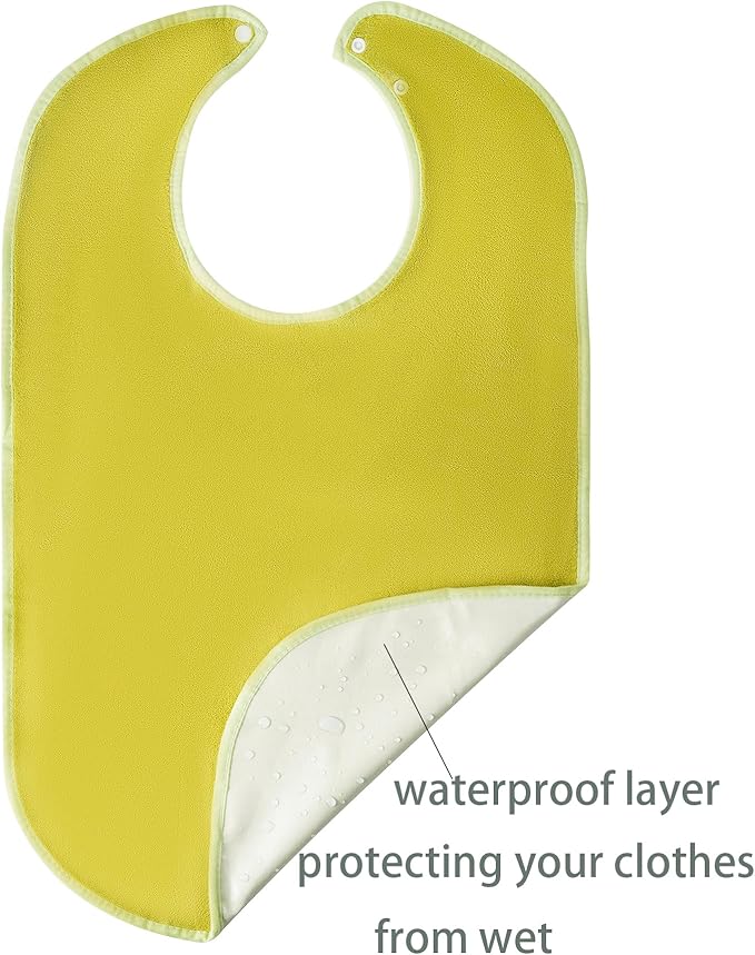 4 Pack Adult Bibs for Men and Women, Adult Bibs for Elderly,Towel bibs for Special Needs Adults
