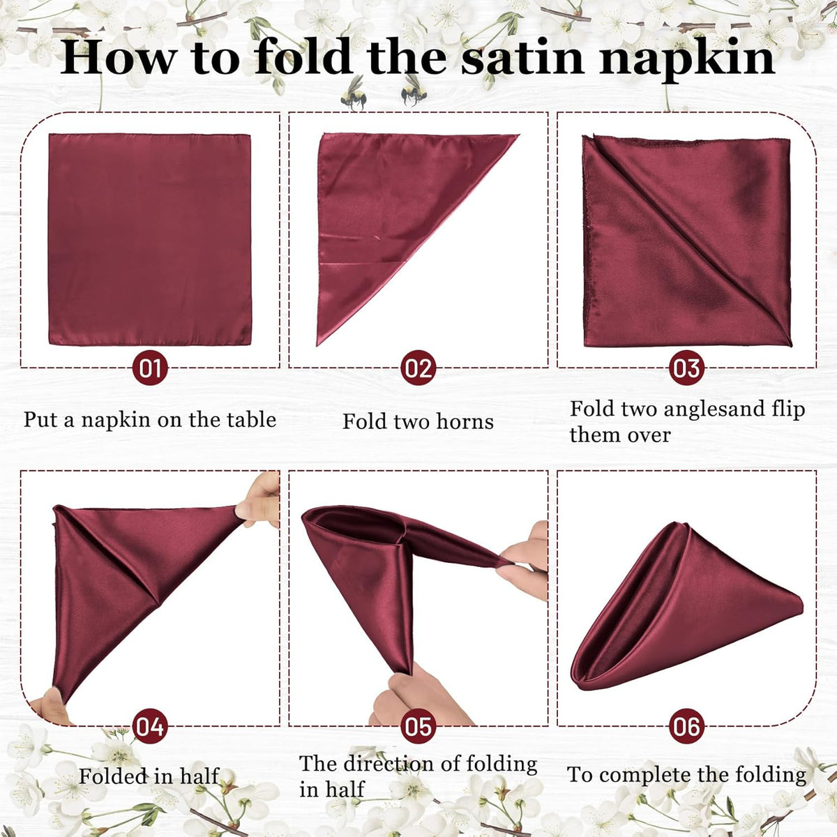 Bailarina 80 Pack Burgundy Satin Napkins,17x17 Inches Wedding Napkins Square Soft Silky Table Napkins Bulk Decorative Elegant Cloth Napkin for Party Decoration, Banquet,Wedding,Graduation