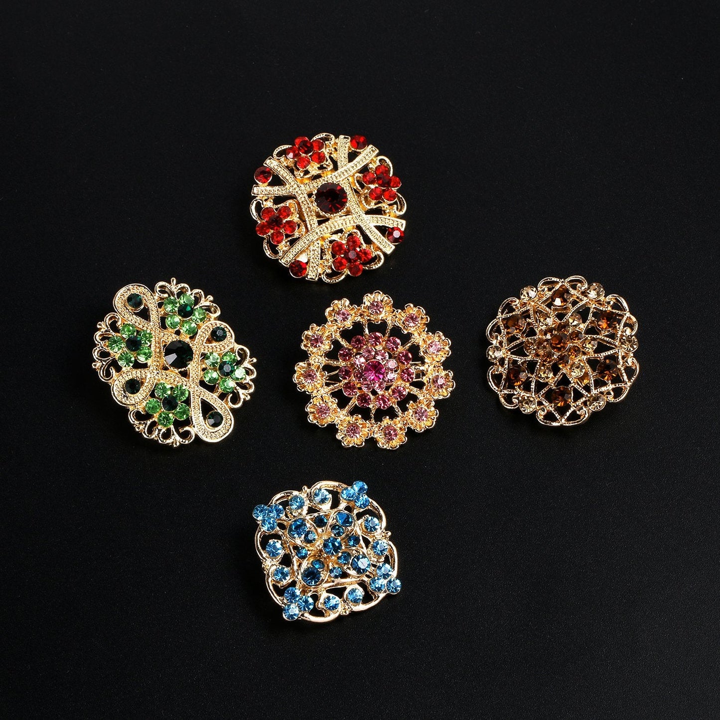 WeimanJewelry Silver/Gold Plated 12pcs Crystal Rhinestones Flower Brooch Pins DIY Wedding Bouquets Kit