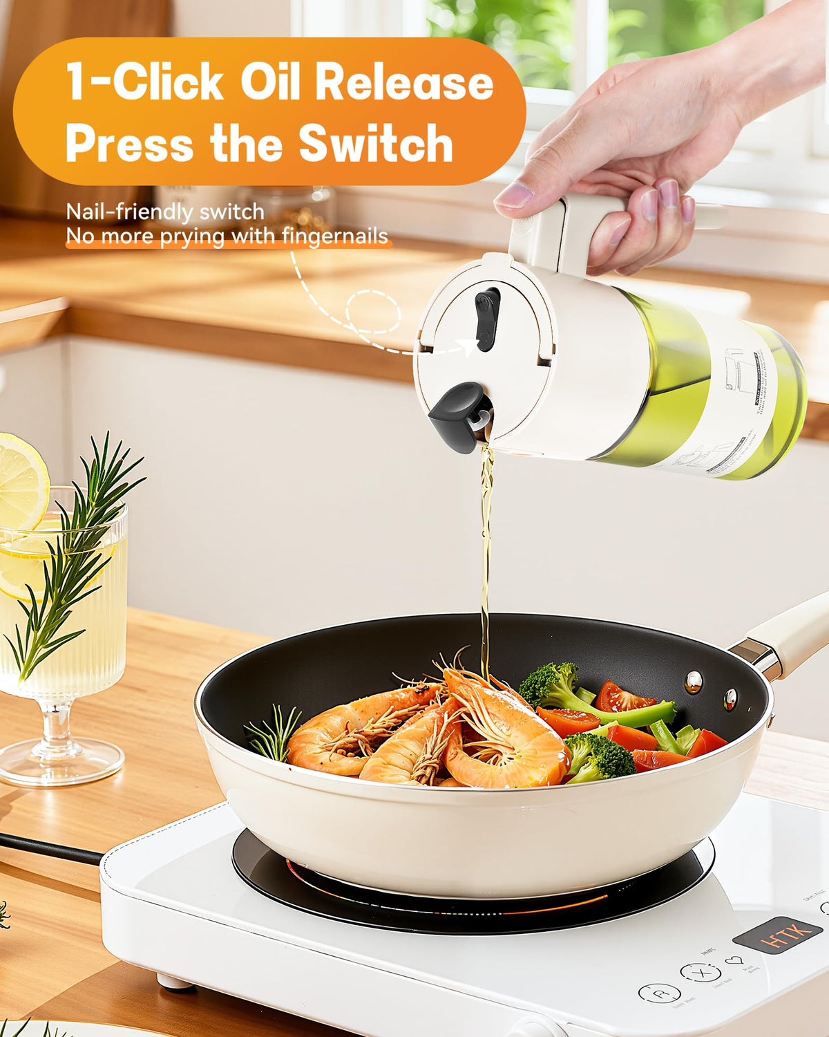 Olive Oil Sprayer & Dispenser Bottle for Cooking 17oz Dark Glass Oil Mister