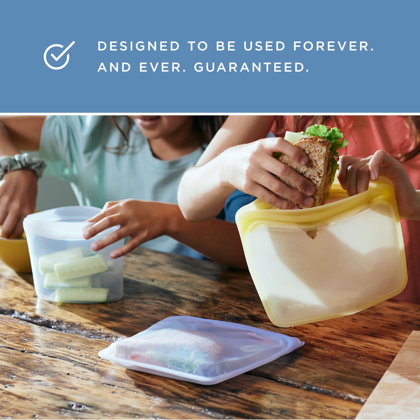 Stasher Silicone Reusable Storage Bags, 4-Pack, Reusable Freezer Bags, Microwave, Dishwasher, Oven Safe, Sous Vide, Premium Lunch Containers, Eco Friendly, Food Storage Bags, Snack Bags, Multicolor