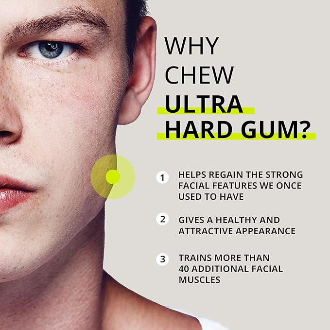 Jawliner® - Pioneers the Toughest Handmade 15x Harder Jawline Gum Includes 12 Weeks Coaching - Sugar-Free Mint Hard Gum - Jawline Exerciser for Mewing - Chewing Gum for Shaping the Jaw (2 Months Pack)