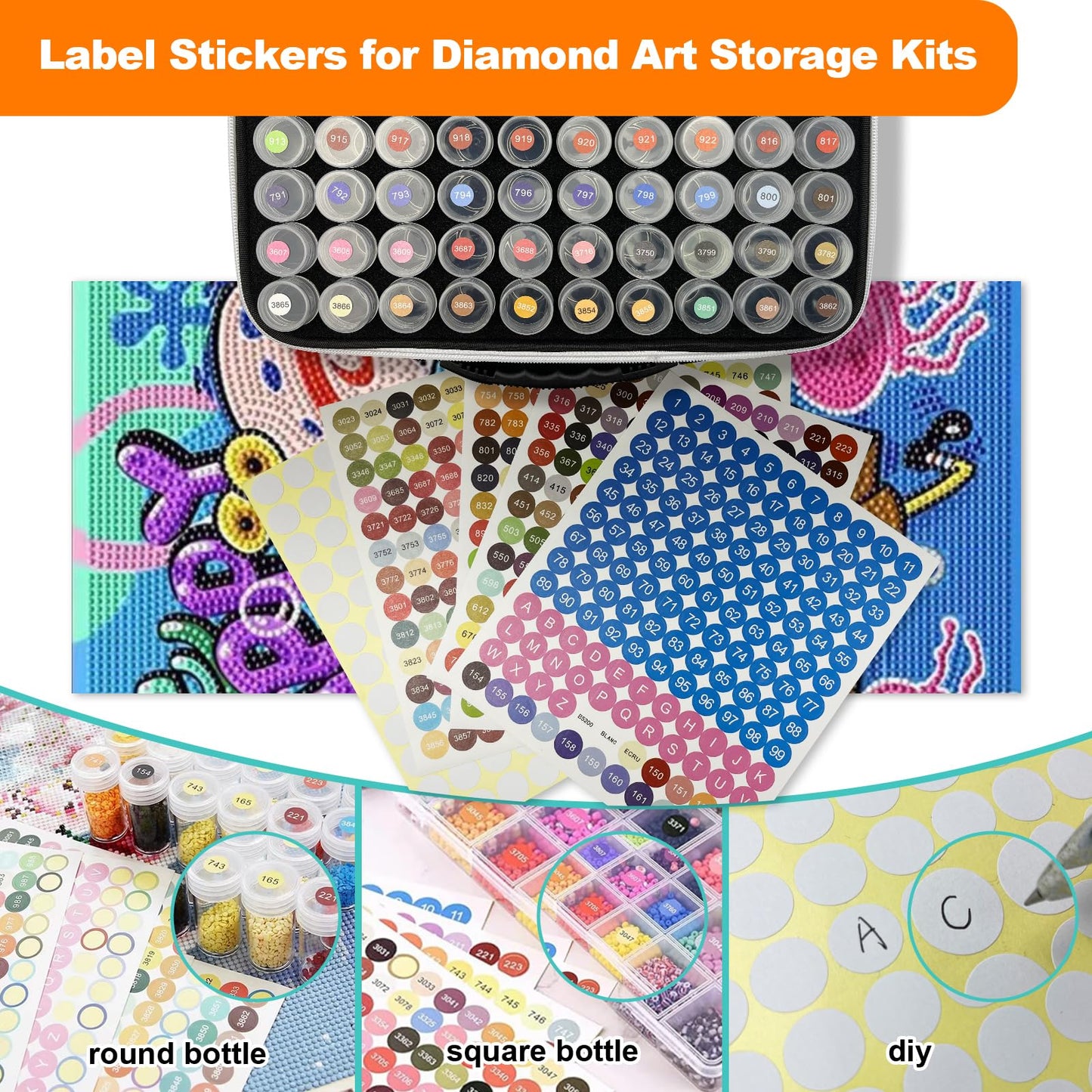 Waykape 70 Slots Diamond Art Storage Containers, 5D Diamond Art Accessories and Tools, Diamond Painting Accessories Kits Organizer, Diamond Art Storage Case for Craft Jewelry Beads Storage Box