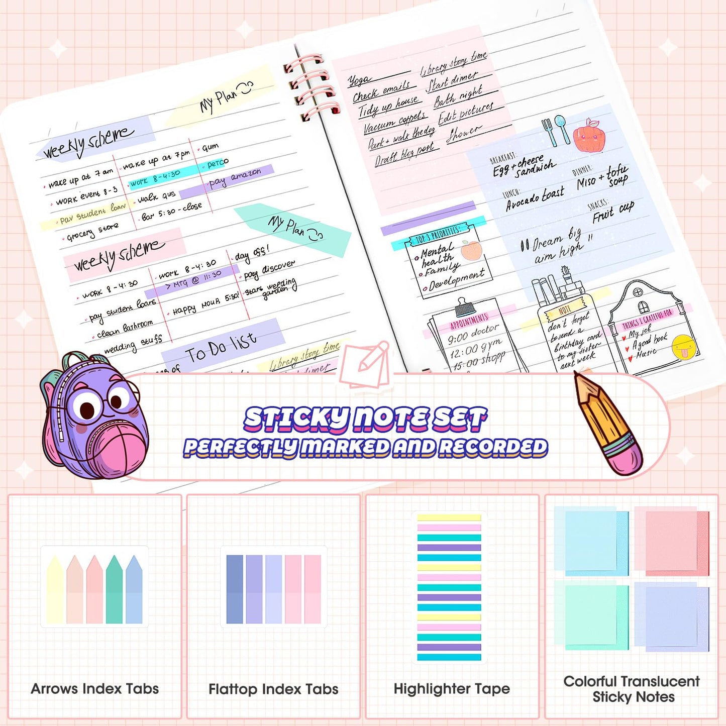 Focxoio Bible Study Supplies Journaling Kit with Pen Case,12 Pastel Highlighters,5 Black Ink Gel Pens, 6 Mechanical Pencils 0.5 & 0.7mm,Sticky Note Index Tab and So on for bible study