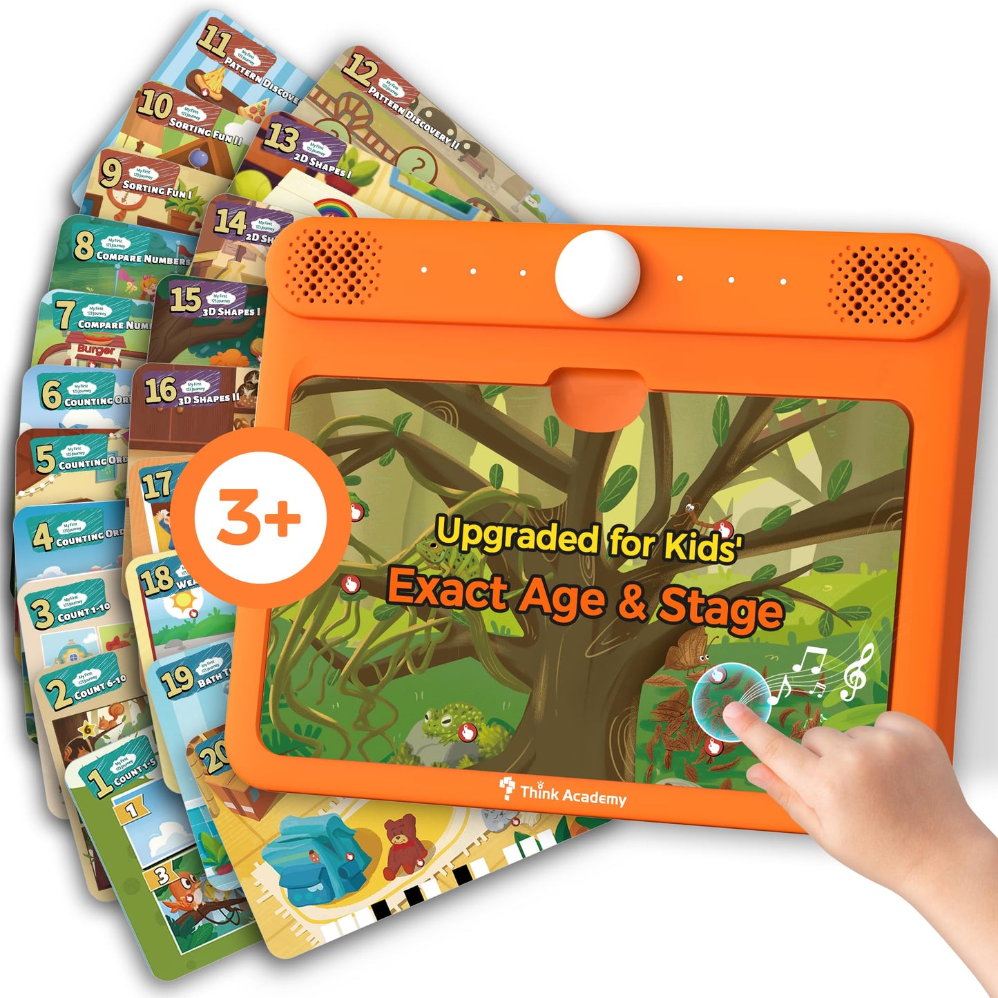 Think Academy Learning Pad for 3+, Age-Optimized Screen-Free Educational Learning Tablet, Learn to Read Phonics Flash Cards with Alphabet, Words, Numbers, Music, Preschool Learning Activities for Kids
