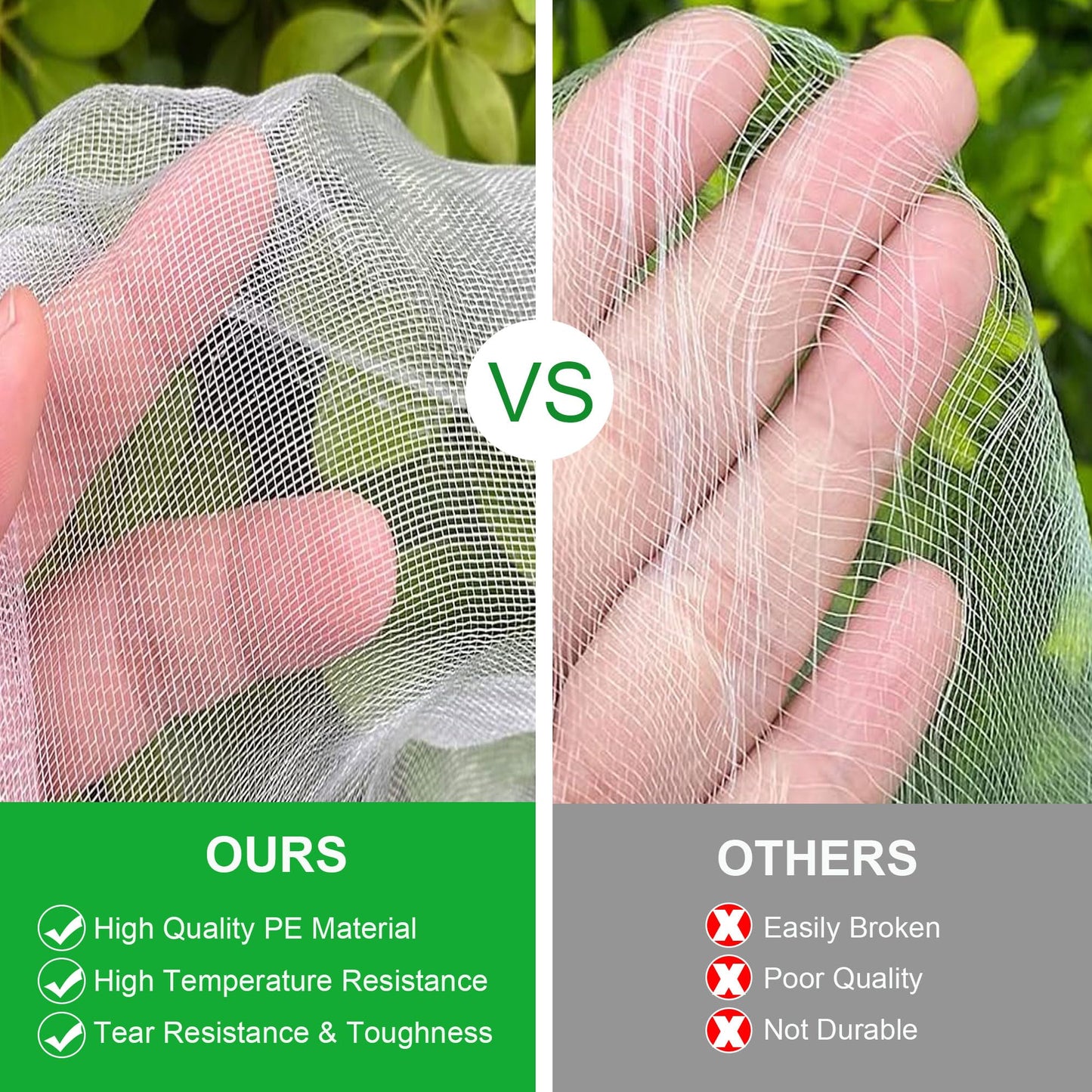 FOTMISHU Garden Netting 10x50FT Ultra Fine Mesh Netting Bird Barrier Protection Vegetable Fruit Tree Bushes Plant Cover for Raised Bed