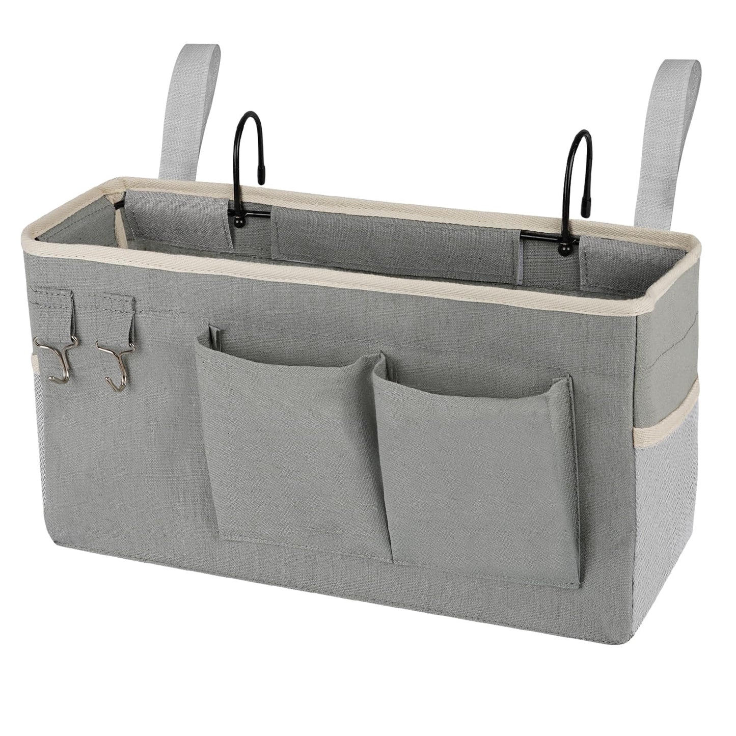 Ozzptuu Bedside Storage Caddy/Bedside Hanging Storage Bag for Headboards Bunk Beds Dorm Rooms Book Phone Magazine Holder (Grey)