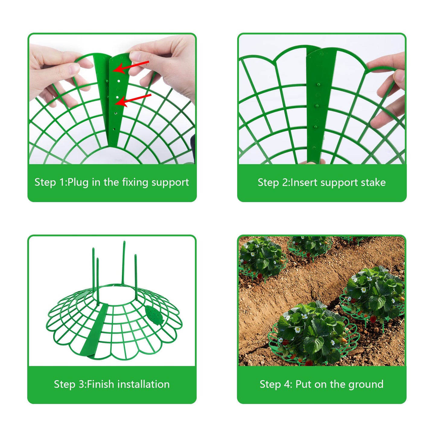 Iceyyyy 6 Pack Strawberry Plant Stand Supports-Strawberry Plant Support Stand Rack with 4 Support Feets-Growing Frame Holder Cage to Keep Berries Clean and Prevent Rot