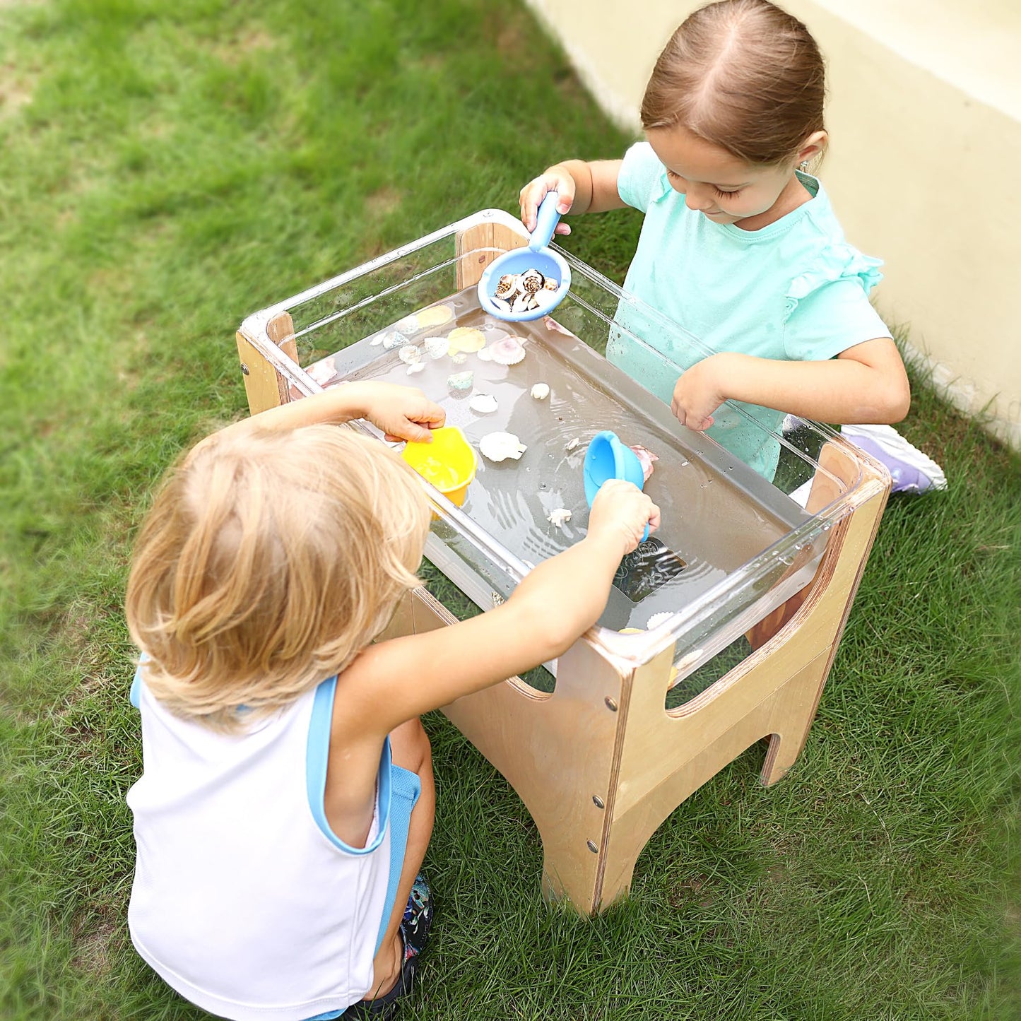 KRAND See-Through Small Water & Sand Sensory Table for Kids w/Transparent Tub for Tactile Play & Learning – Perfect for Home, Classroom & Daycare