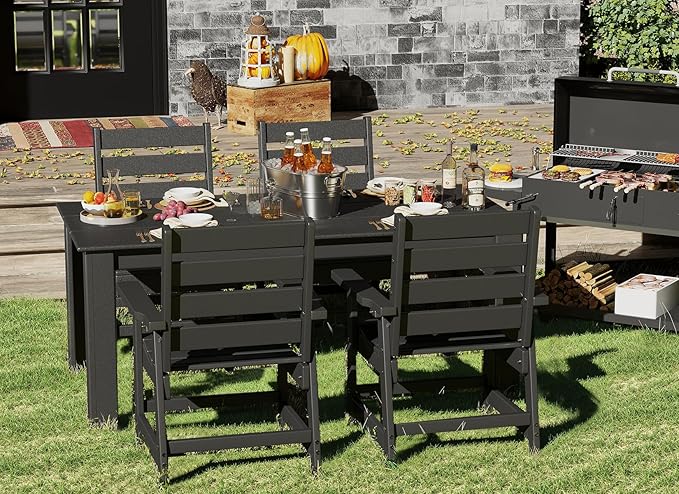 GREENVINES Outdoor Dining Chair | HDPE | Patio Chairs | All-Weather | Black