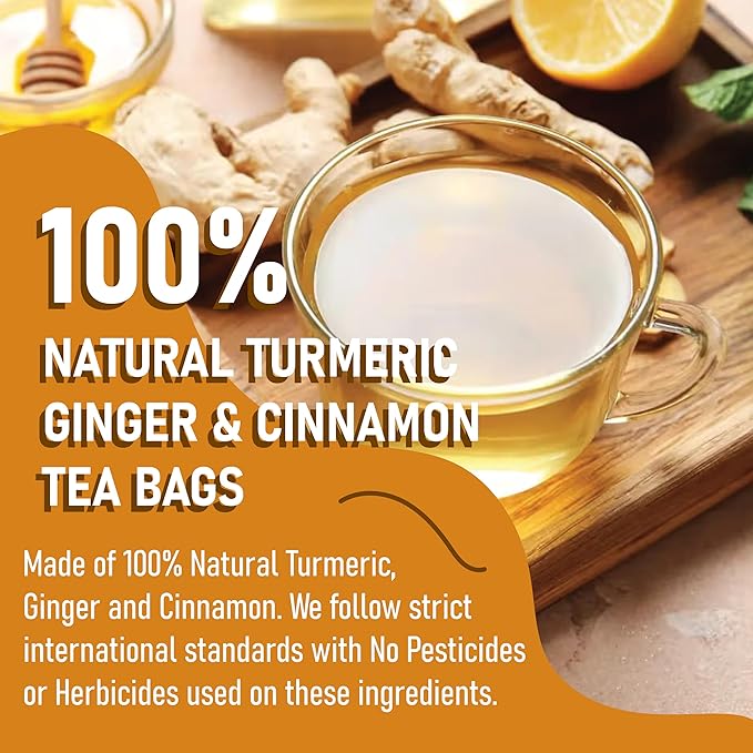 Premium Turmeric, Ginger, Cinnamon Blend Tea Bags, 100% Natural & No Additives & Caffeine Free. (1)