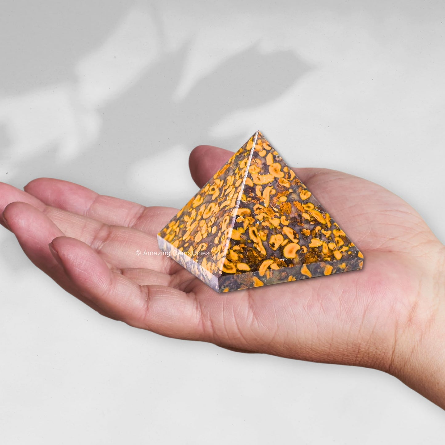 Amazing Gemstone Fruit Jasper Pyramid Crystal Healing Stones - 1.5" Great Pyramid Figurine of Natural Stone Pyramid for Meditation, Reiki, Chakra Balancing and Crystal Pyramids Grid