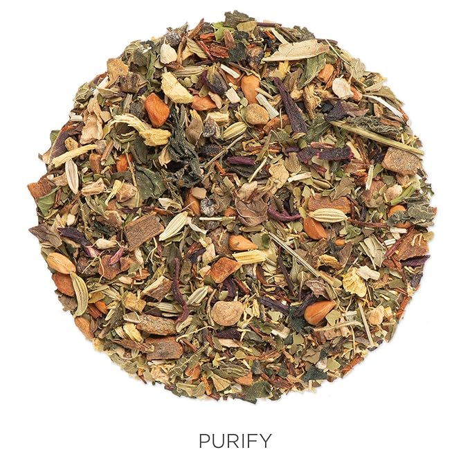 Tea Forte Purify Premium Organic Loose Leaf Caffeinated Herbal Tea Blend Canister, Makes 35-50 Cups