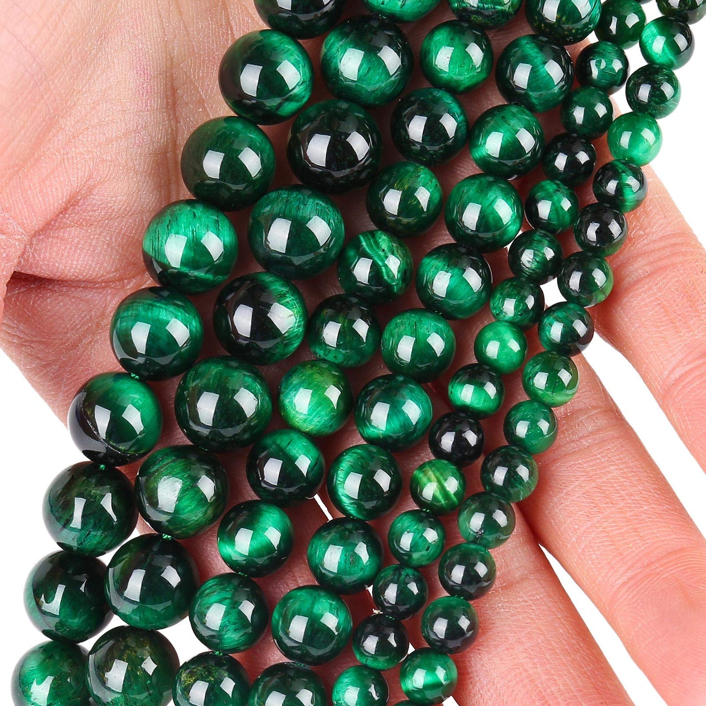 Natural Green Tiger Eye Beads, Grade AAA Gemstone Round Loose Beads 10MM 40PCs Bulk Lot Options, Semi Precious Stone Beads for Jewelry Making